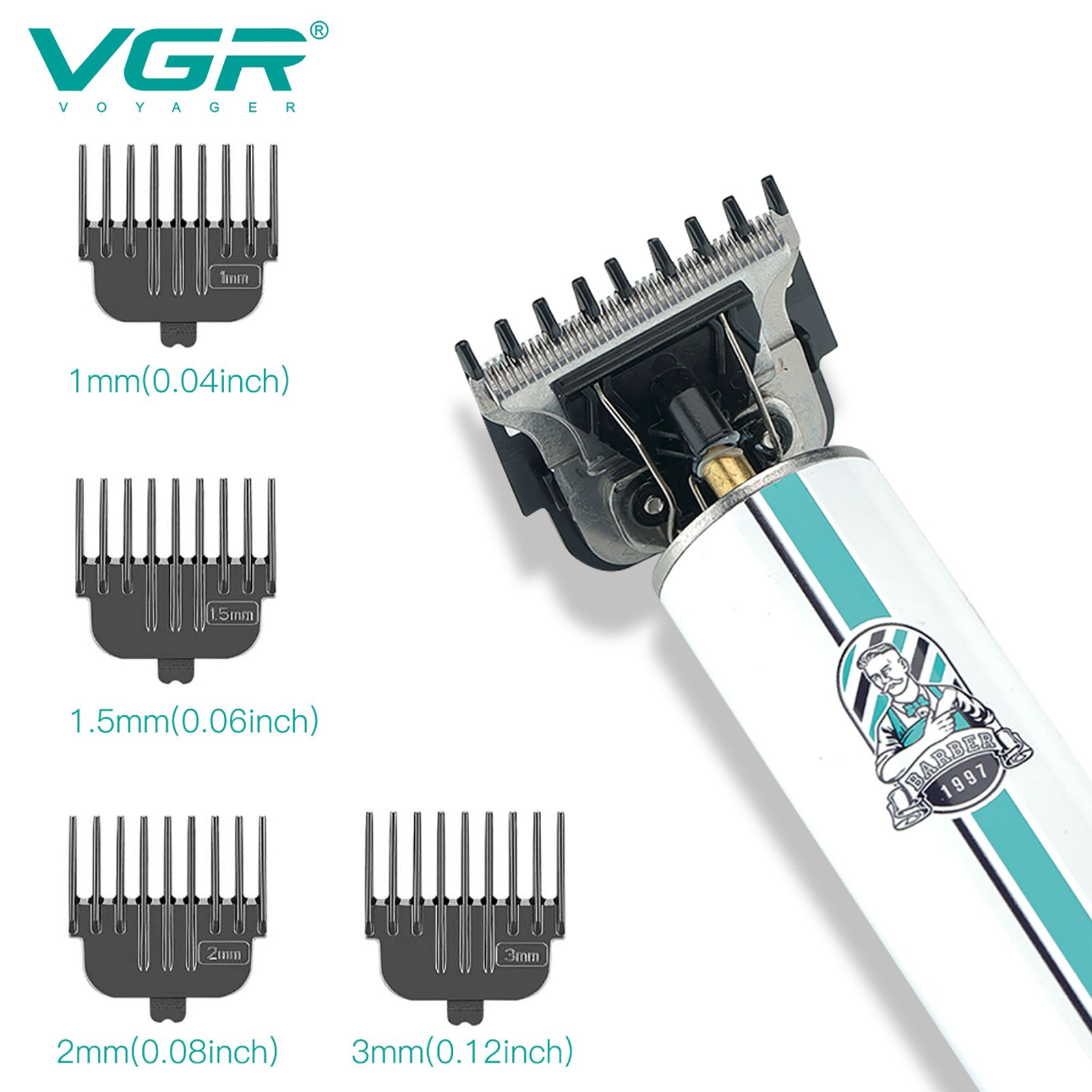 VGR V-079 Rechargeable Corded & Cordless Dry Trimmer for Hair Clipping, Beard, Moustache & Body Grooming with 4 Length Settings for Men (300min Runtime, 2-Color Light Indicator, White)_9