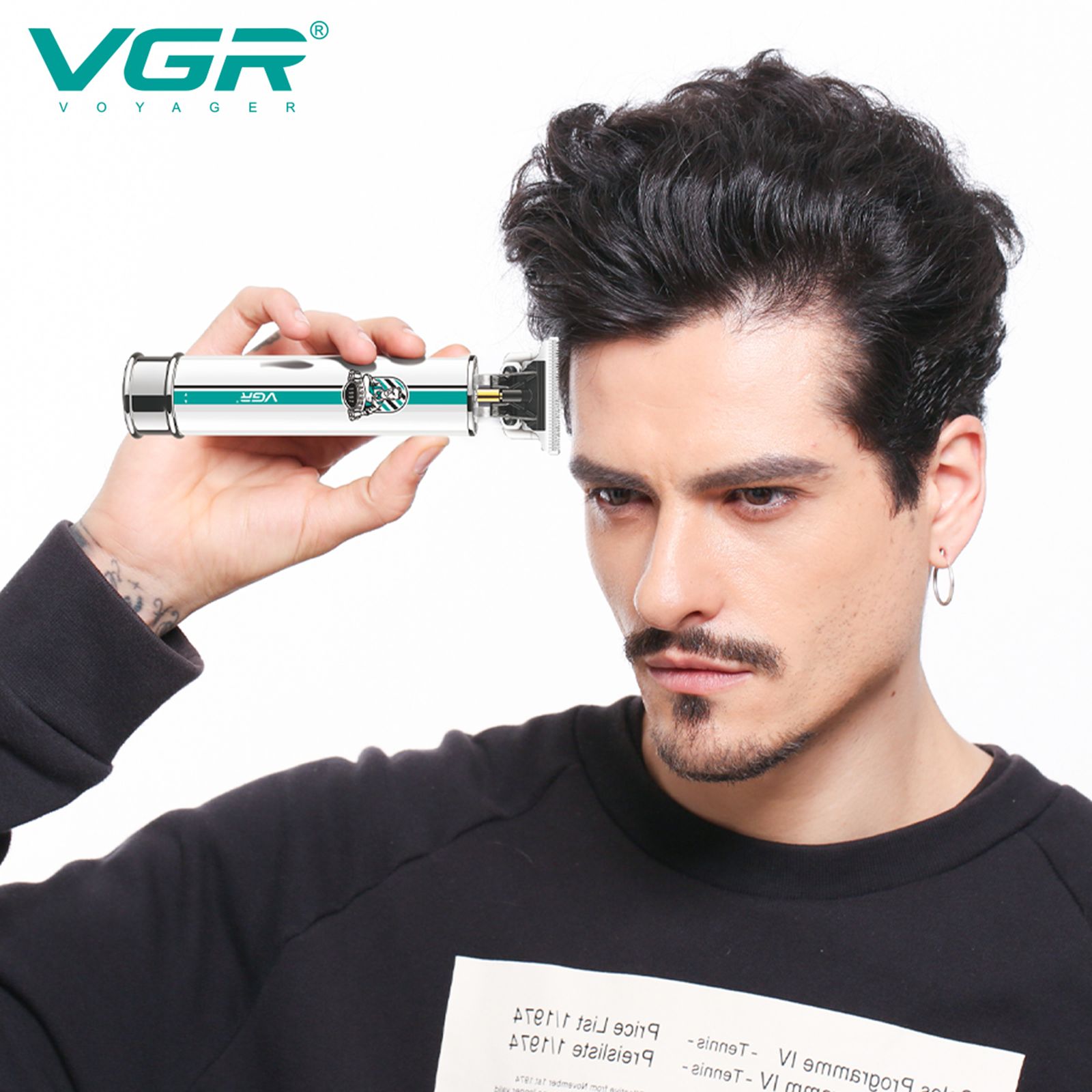VGR V-079 Rechargeable Corded & Cordless Dry Trimmer for Hair Clipping, Beard, Moustache & Body Grooming with 4 Length Settings for Men (300min Runtime, 2-Color Light Indicator, White)_4