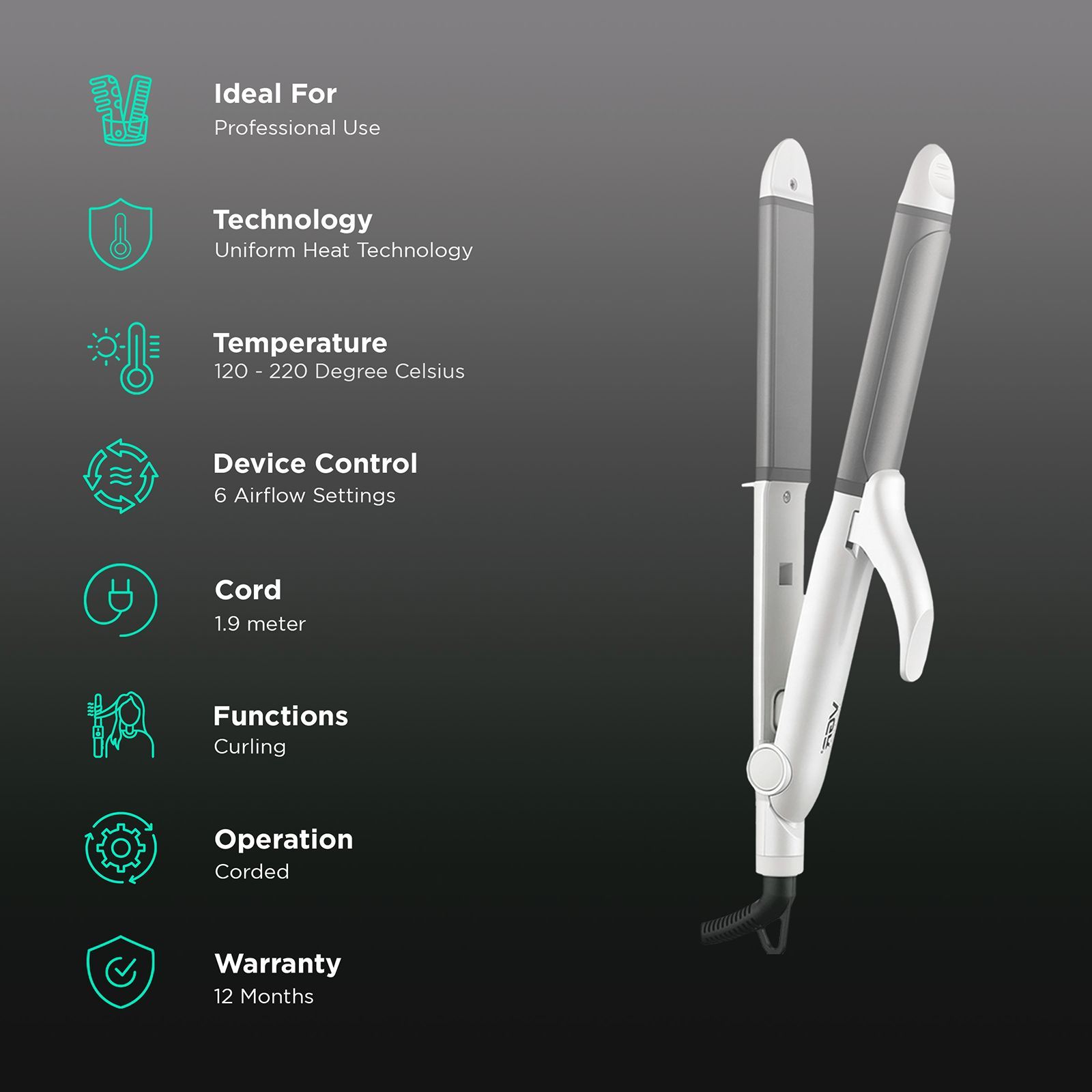 VGR Professional 2-in-1 Hair Styler with Uniform Heat Technology (LED Indicator, White)_3