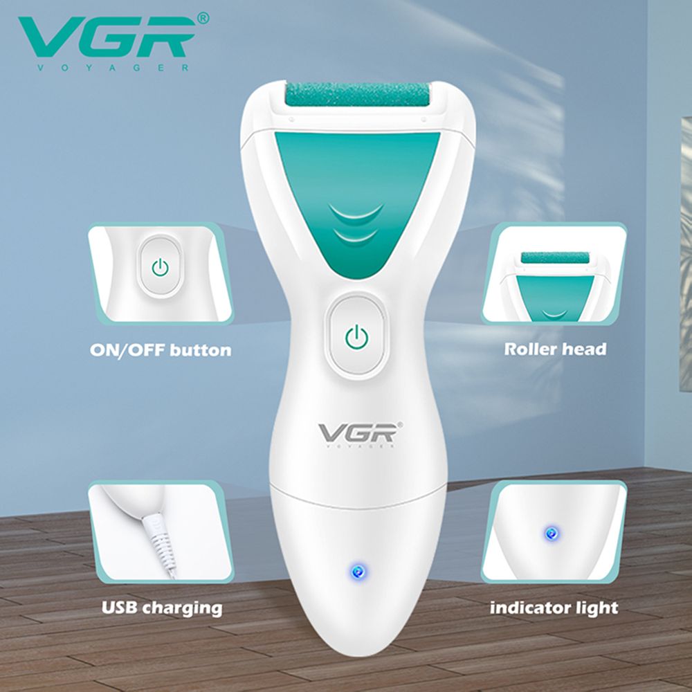 VGR V-812 Rechargeable Cordless Callus Remover for Feet with 2 Replaceable Heads (Waterproof Body, White)_3
