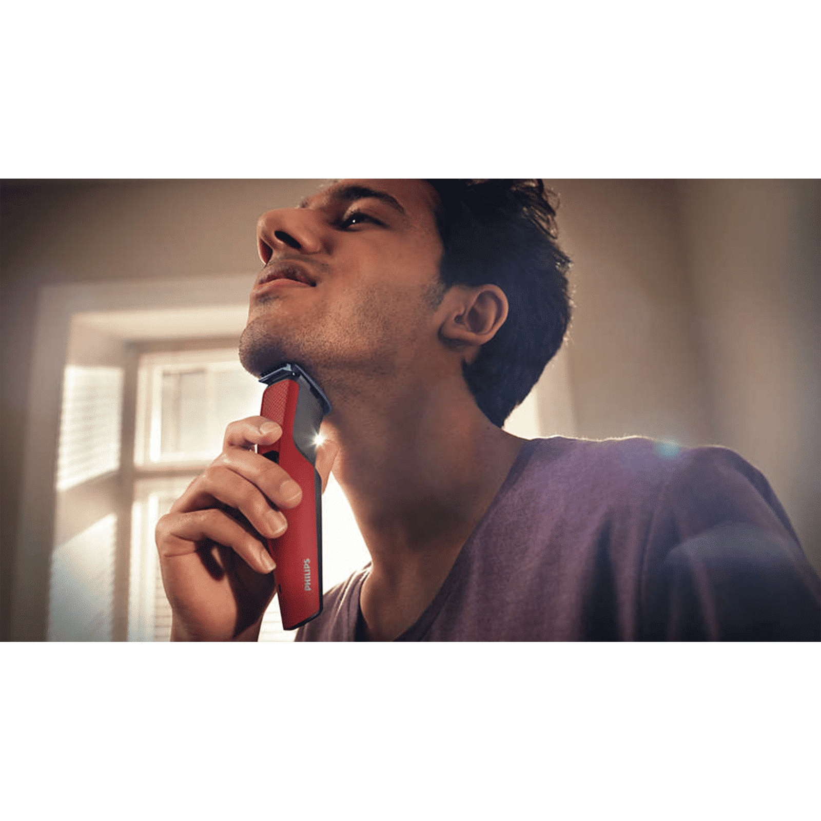 PHILIPS Series 1000 Rechargeable Cordless Dry Trimmer for Beard & Moustache with 4 Length Settings for Men (60min Runtime, DataPower Technology, Red)_8