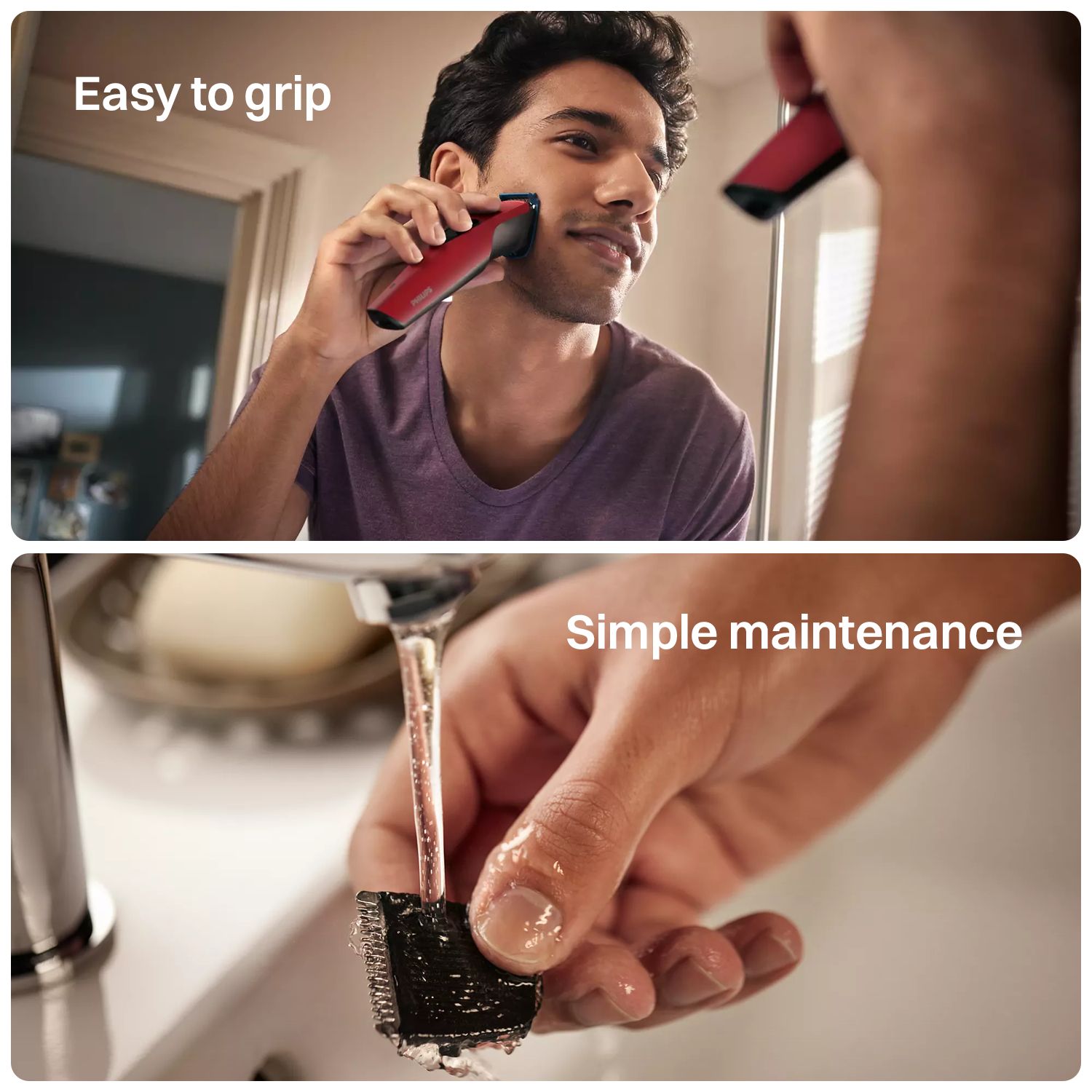 PHILIPS Series 1000 Rechargeable Cordless Dry Trimmer for Beard & Moustache with 4 Length Settings for Men (60min Runtime, DataPower Technology, Red)_11