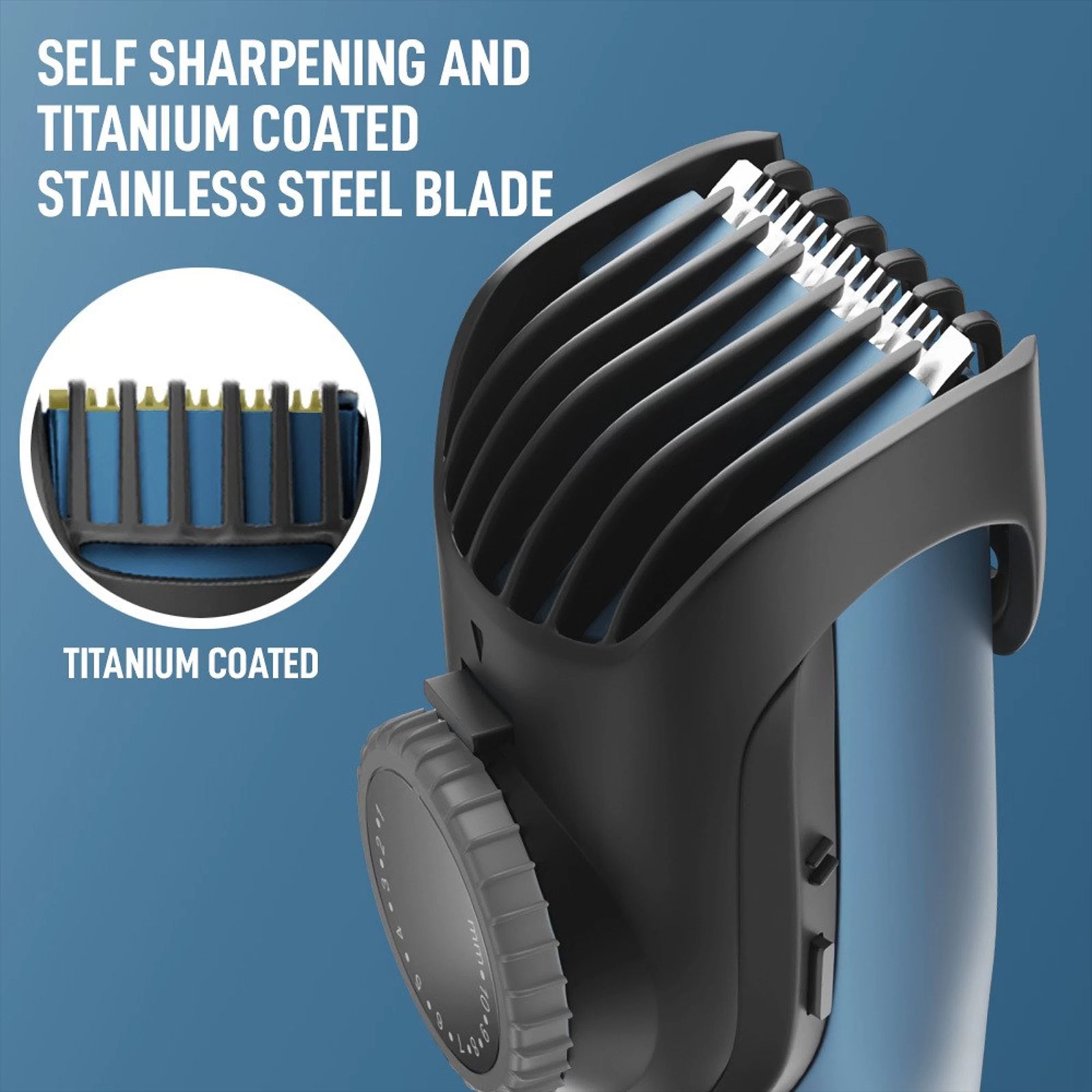 SYSKA BeardPro Rechargeable Corded & Cordless Dry Trimmer for Beard & Moustache with 20 Length Settings for Men (90min Runtime, Fast Charging, Blue)_4