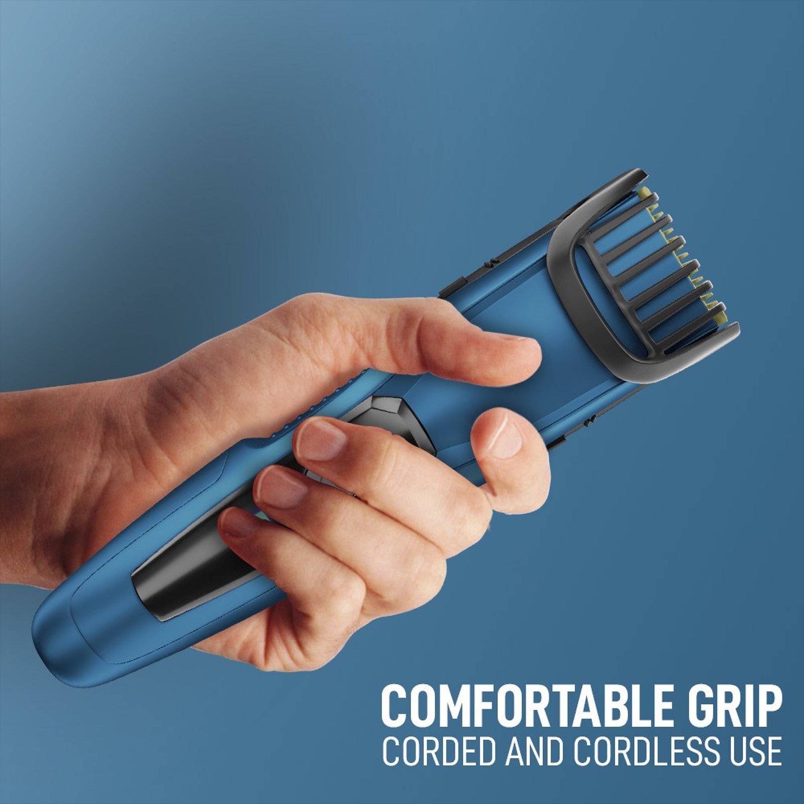 SYSKA BeardPro Rechargeable Corded & Cordless Dry Trimmer for Beard & Moustache with 20 Length Settings for Men (90min Runtime, Fast Charging, Blue)_8