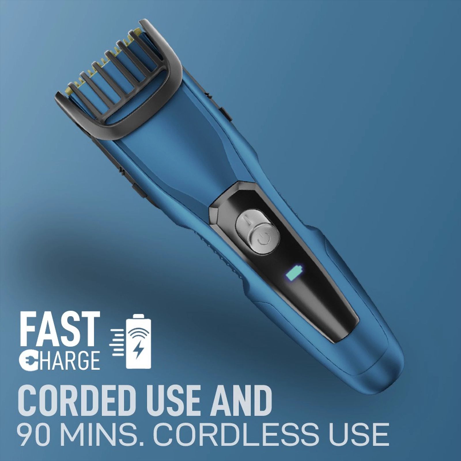 SYSKA BeardPro Rechargeable Corded & Cordless Dry Trimmer for Beard & Moustache with 20 Length Settings for Men (90min Runtime, Fast Charging, Blue)_3