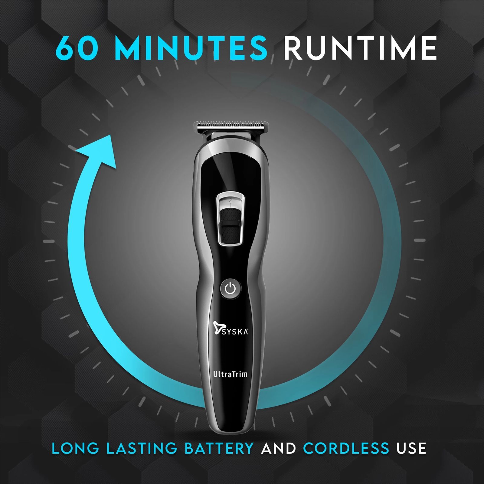SYSKA UltraTrim Pro Styling 3-in-1 Rechargeable Corded & Cordless Grooming Kit for Body, Nose, Beard & Moustache for Men (60min Runtime, Rototech Technology, Black)_6