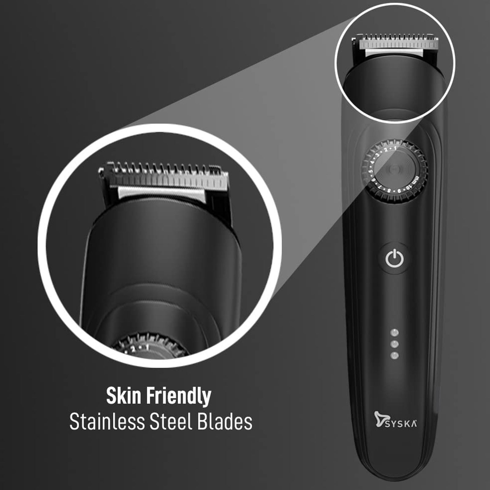 SYSKA BeardPro Rechargeable Corded & Cordless Dry Trimmer for Beard & Moustache with 40 Length Settings for Men (120min Runtime, IPX7 Washable Body, Black)_6