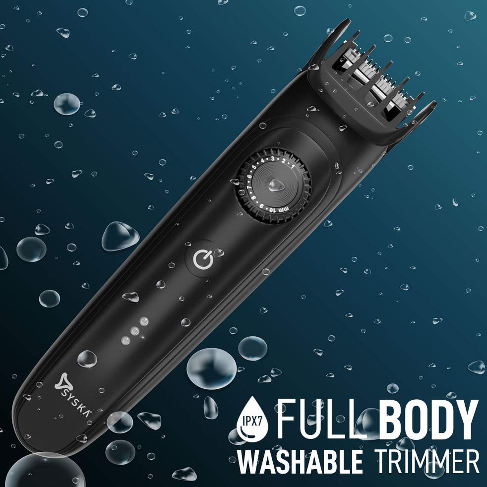 SYSKA BeardPro Rechargeable Corded & Cordless Dry Trimmer for Beard & Moustache with 40 Length Settings for Men (120min Runtime, IPX7 Washable Body, Black)_4