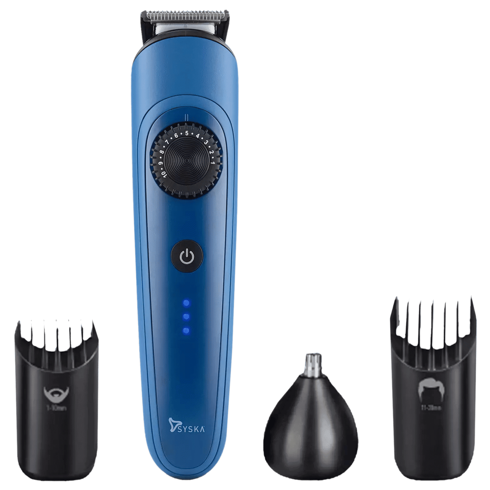 SYSKA BeardPro Rechargeable Corded & Cordless Dry Trimmer for Beard, Moustache, Nose, Ear & Eyebrow with 40 Length Settings for Men (120min Runtime, IPX7 Waterproof, Blue)_1
