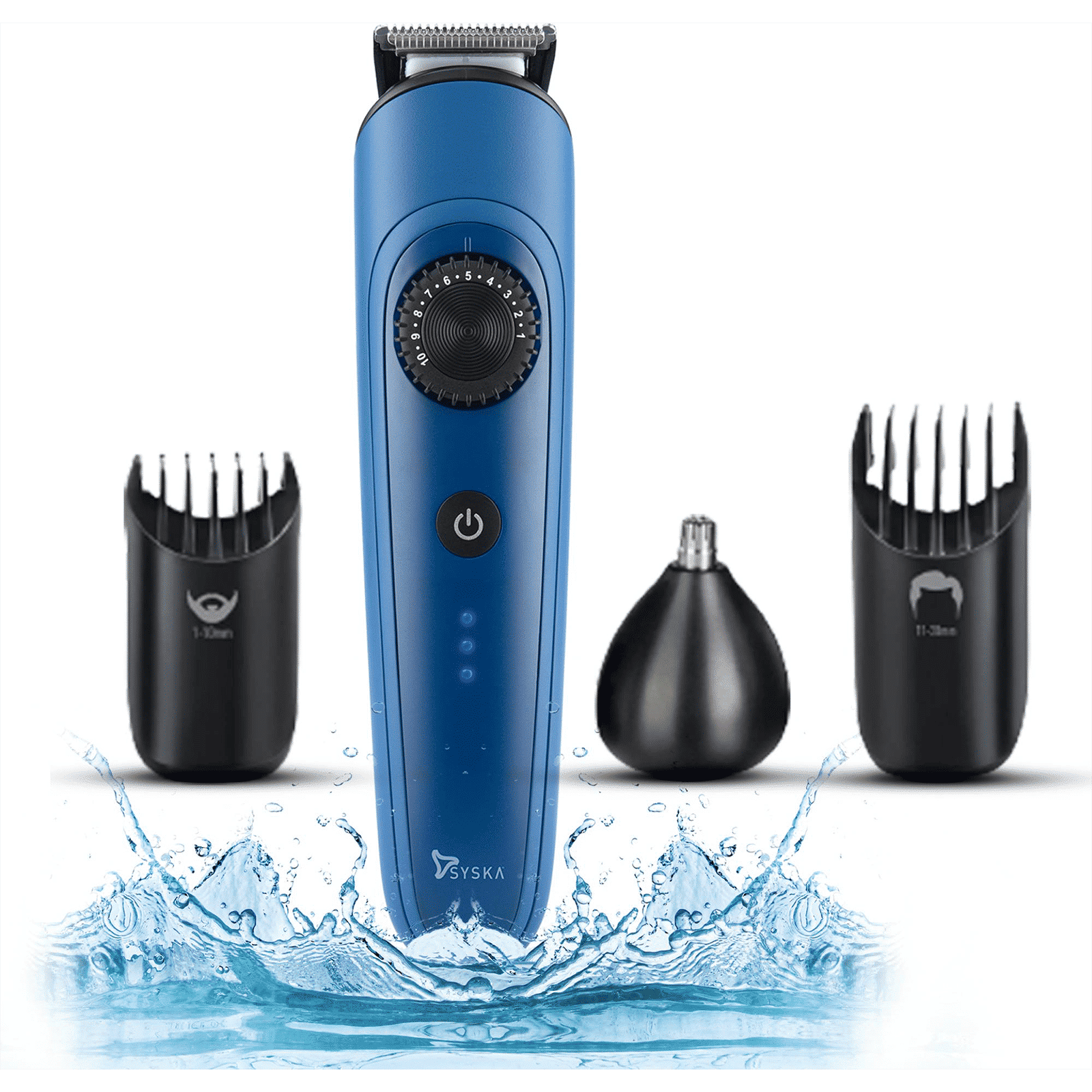 SYSKA BeardPro Rechargeable Corded & Cordless Dry Trimmer for Beard, Moustache, Nose, Ear & Eyebrow with 40 Length Settings for Men (120min Runtime, IPX7 Waterproof, Blue)_10
