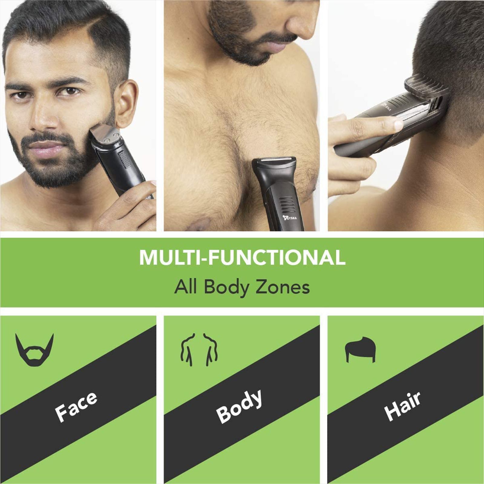 SYSKA Aqua Trim Pro Styling 5-in-1 Rechargeable Corded & Cordless Grooming Kit for Body, Nose, Beard & Moustache for Men (60min Runtime, Fast Charging, Black)_12