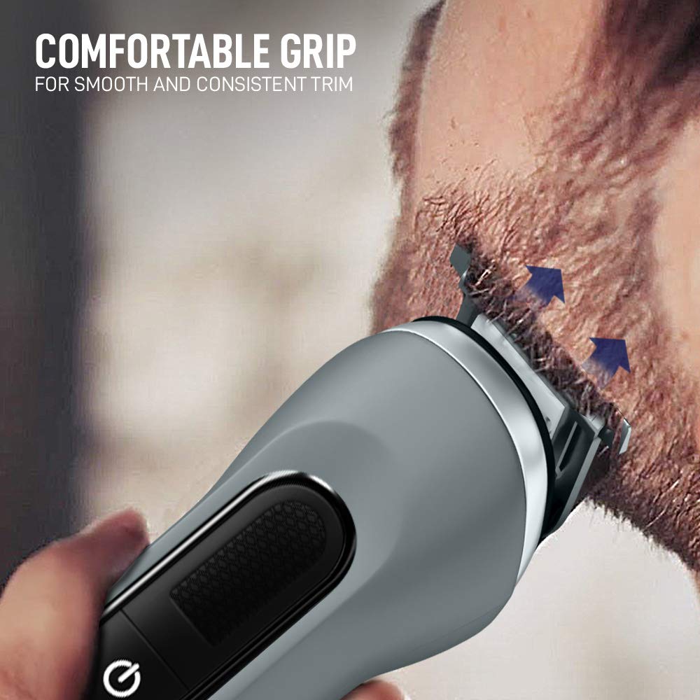 SYSKA UltraTrim Rechargeable Corded & Cordless Dry Trimmer for Beard, Moustache, Nose, Ear & Eyebrow with 20 Length Settings for Men (120min Runtime, Fast Charging, Grey)_8