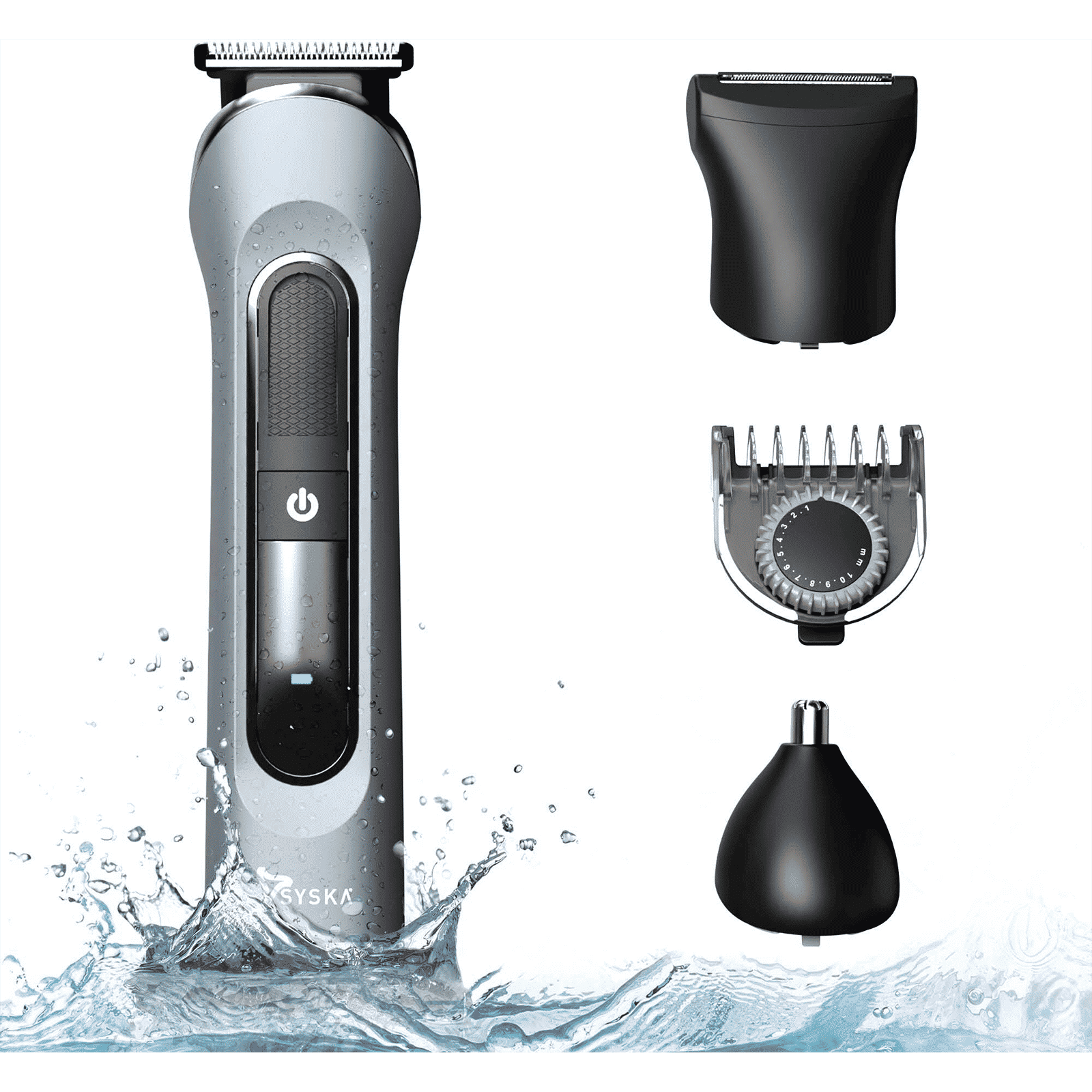SYSKA UltraTrim Rechargeable Corded & Cordless Dry Trimmer for Beard, Moustache, Nose, Ear & Eyebrow with 20 Length Settings for Men (120min Runtime, Fast Charging, Grey)_10