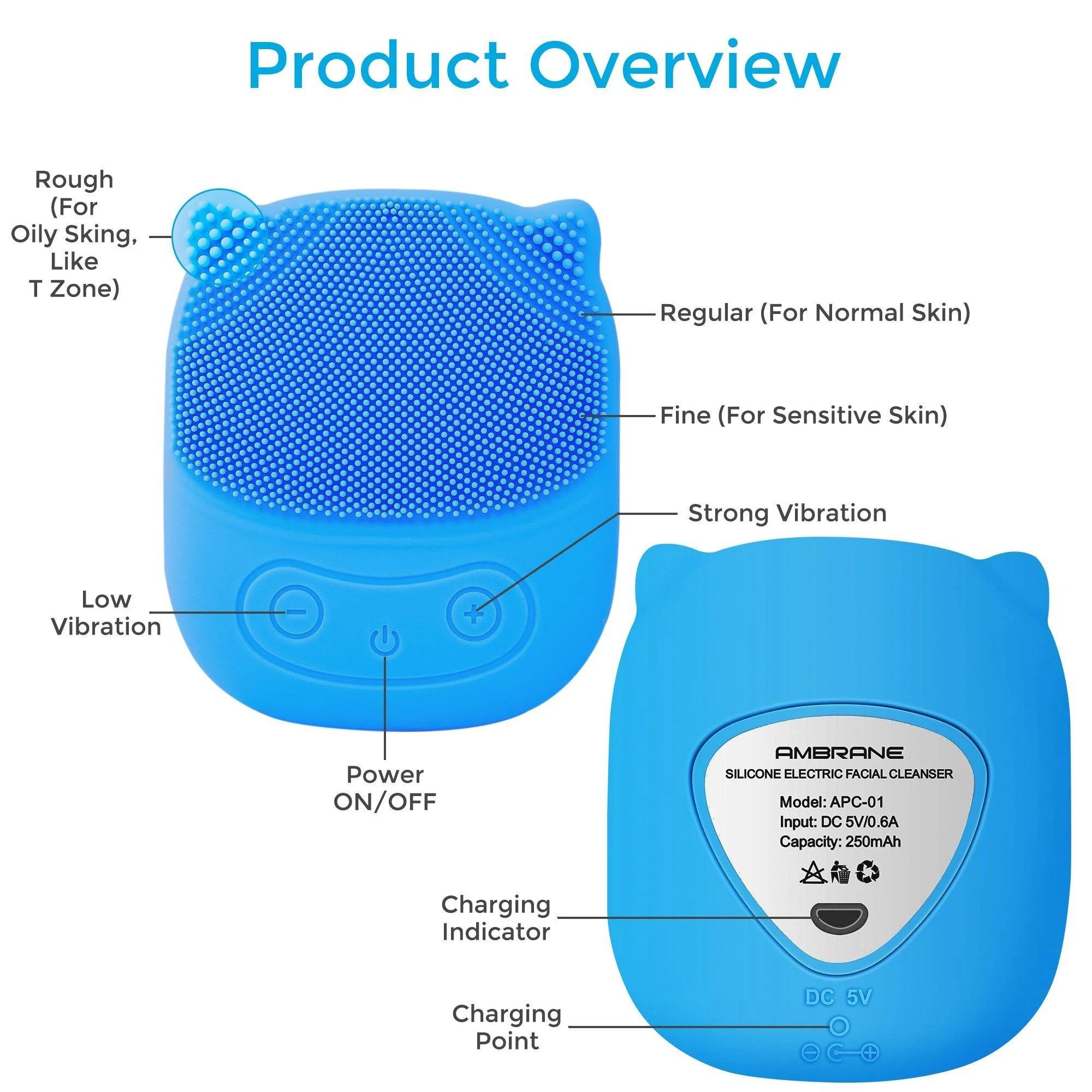 ambrane Face Cleanser (T-sonic Pulsation Technology, FGPC000004, Blue)_2