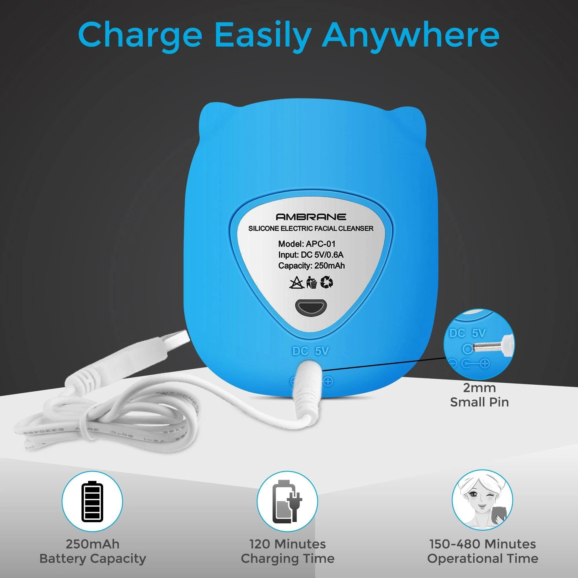 ambrane Face Cleanser (T-sonic Pulsation Technology, FGPC000004, Blue)_3