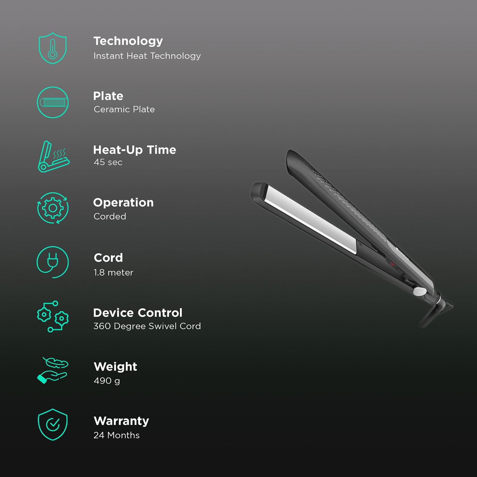 HAVELLS HS4106 Hair Straightener with Instant Heat Technology (Ceramic Plates, Black)_3