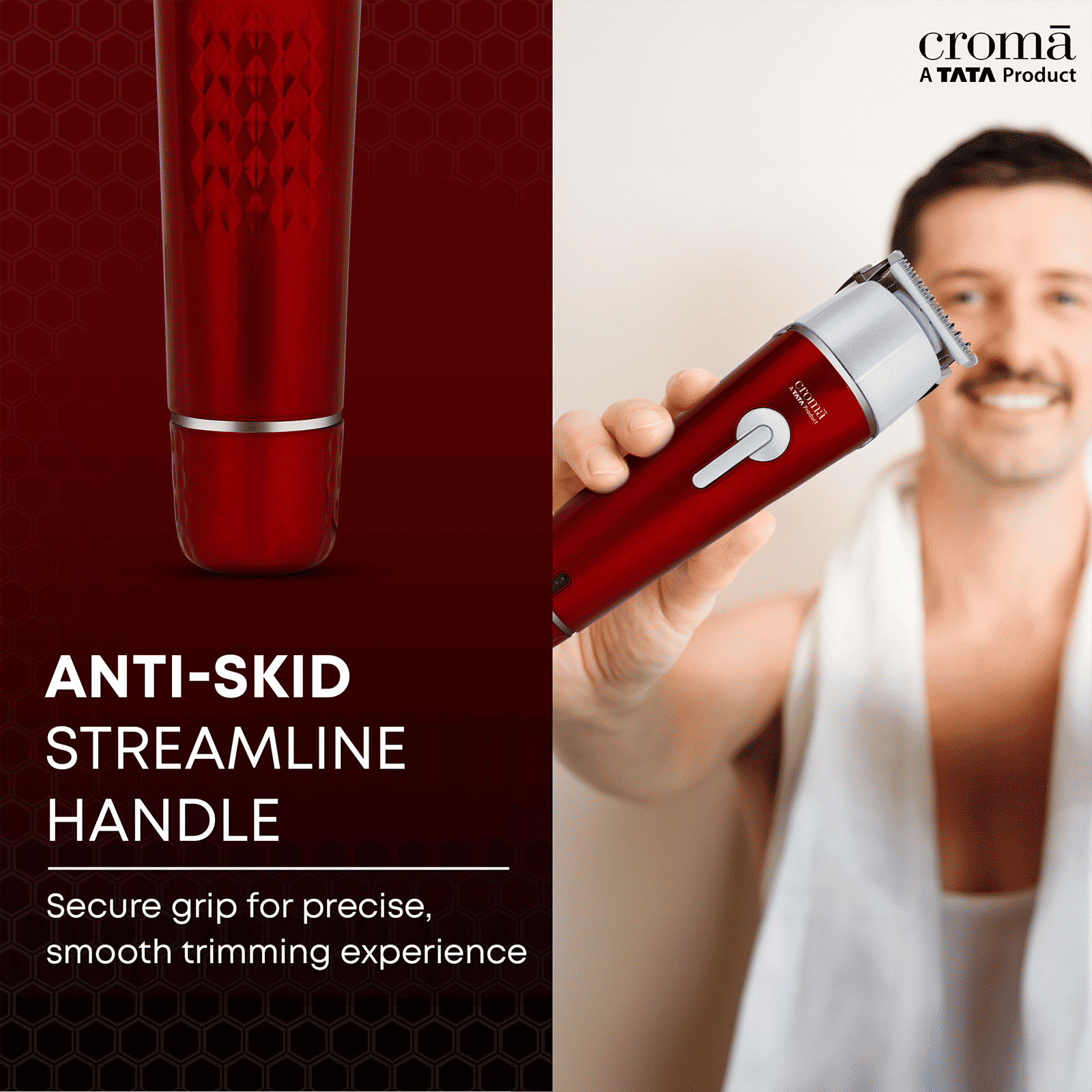 Croma 4 in 1 Cordless Wet & Dry Trimmer for Beard and Hair for Men (120mins Runtime, Water Resistant, Red) Croma 4 in 1 Cordless Wet & Dry Trimmer for Beard and Hair for Men (120mins Runtime, Water Resistant, Red)_10
