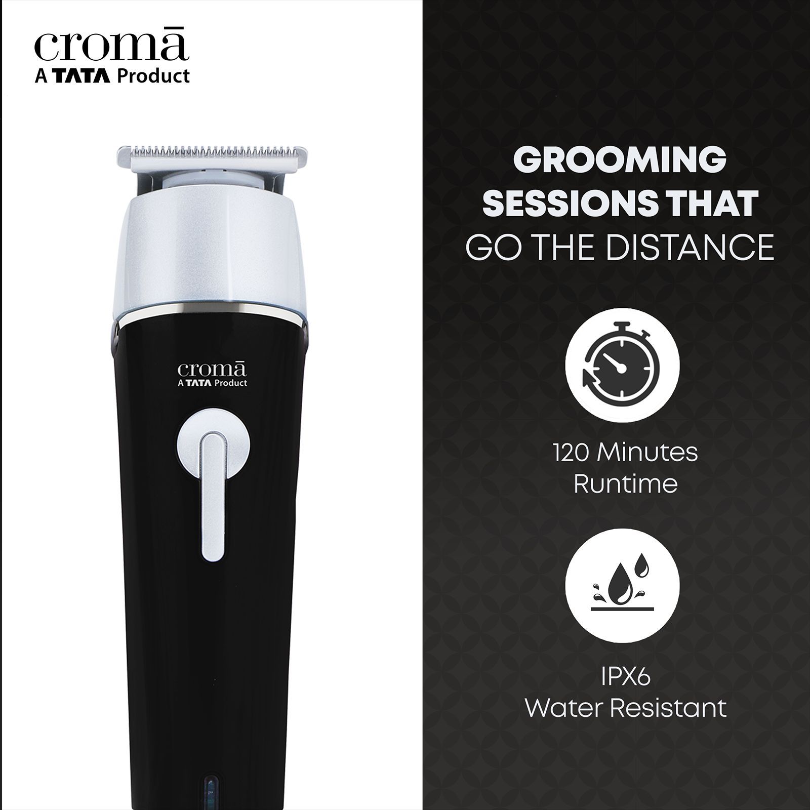 Croma 11-in-1 Rechargeable Cordless Grooming Kit for Nose, Ear, Eyebrow, Beard & Moustache for Men & Women (120min Runtime, Water Resistant, Black)_4
