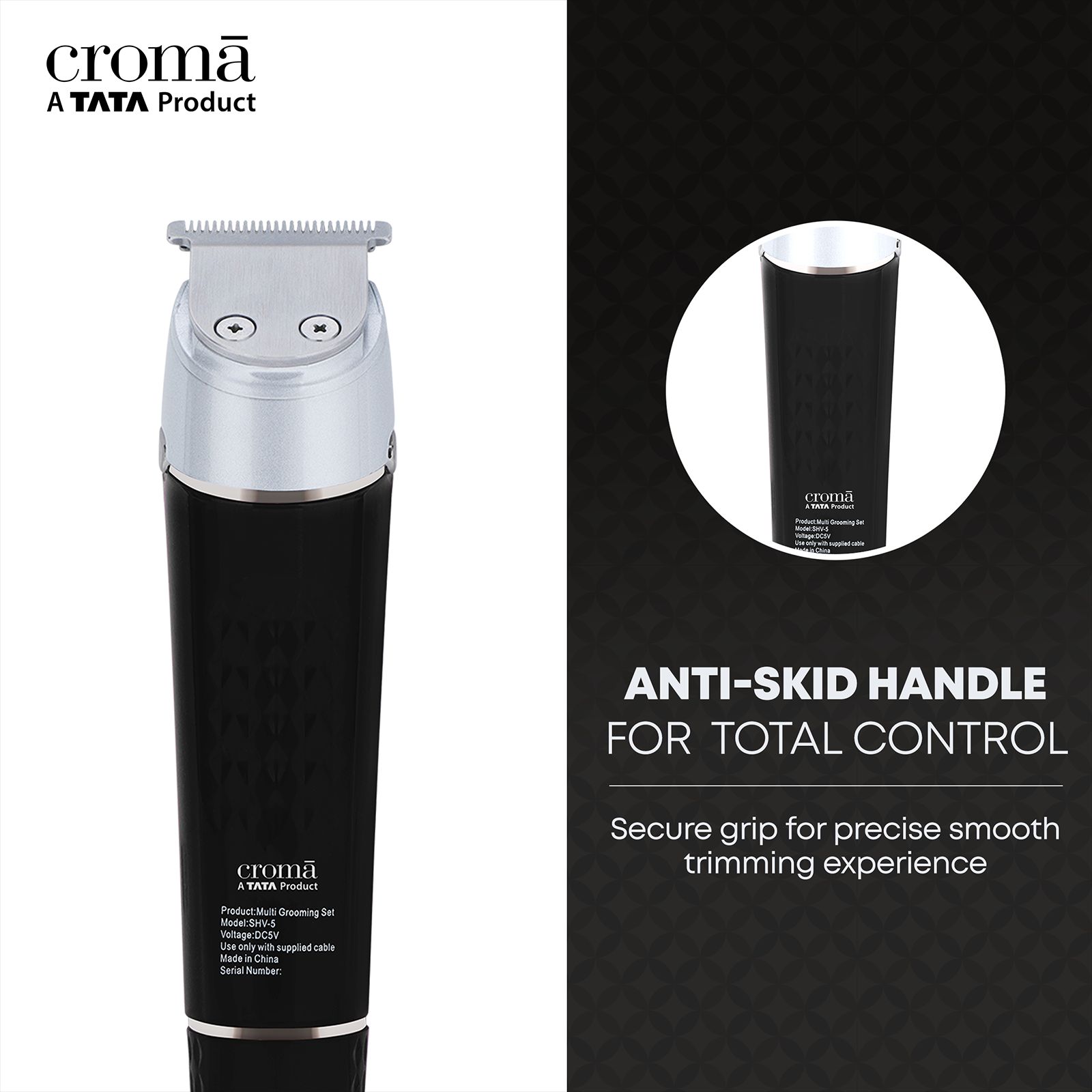 Croma 11-in-1 Rechargeable Cordless Grooming Kit for Nose, Ear, Eyebrow, Beard & Moustache for Men & Women (120min Runtime, Water Resistant, Black)_6