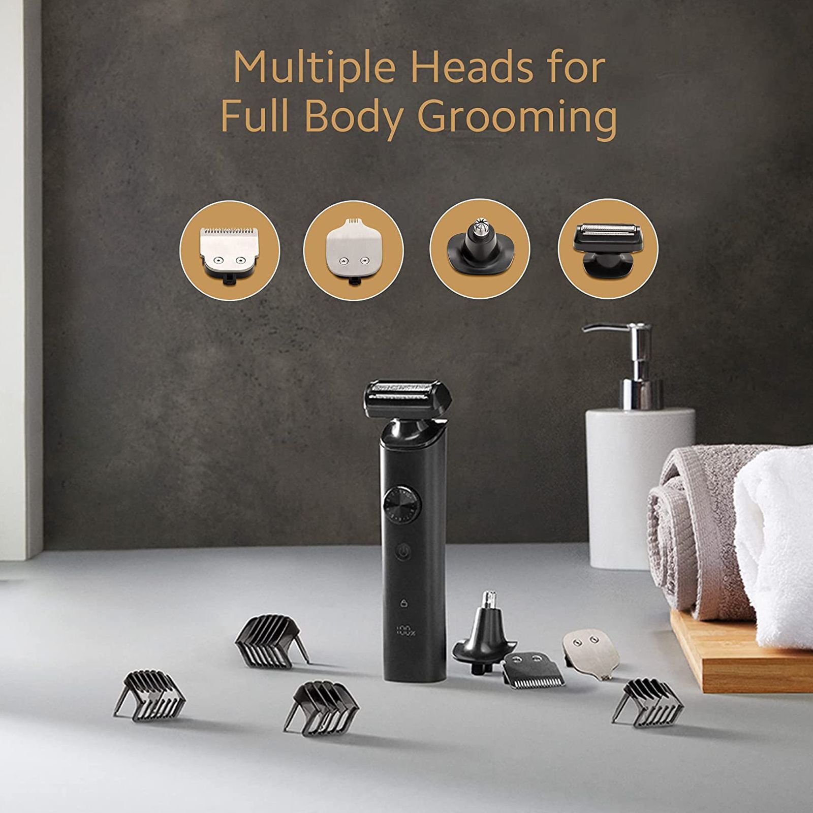 Xiaomi Pro 8-in-1 Rechargeable Corded & Cordless Grooming Kit for Body, Nose, Beard & Moustache for Men (90min Runtime, IPX7 Waterproof, Black)_7