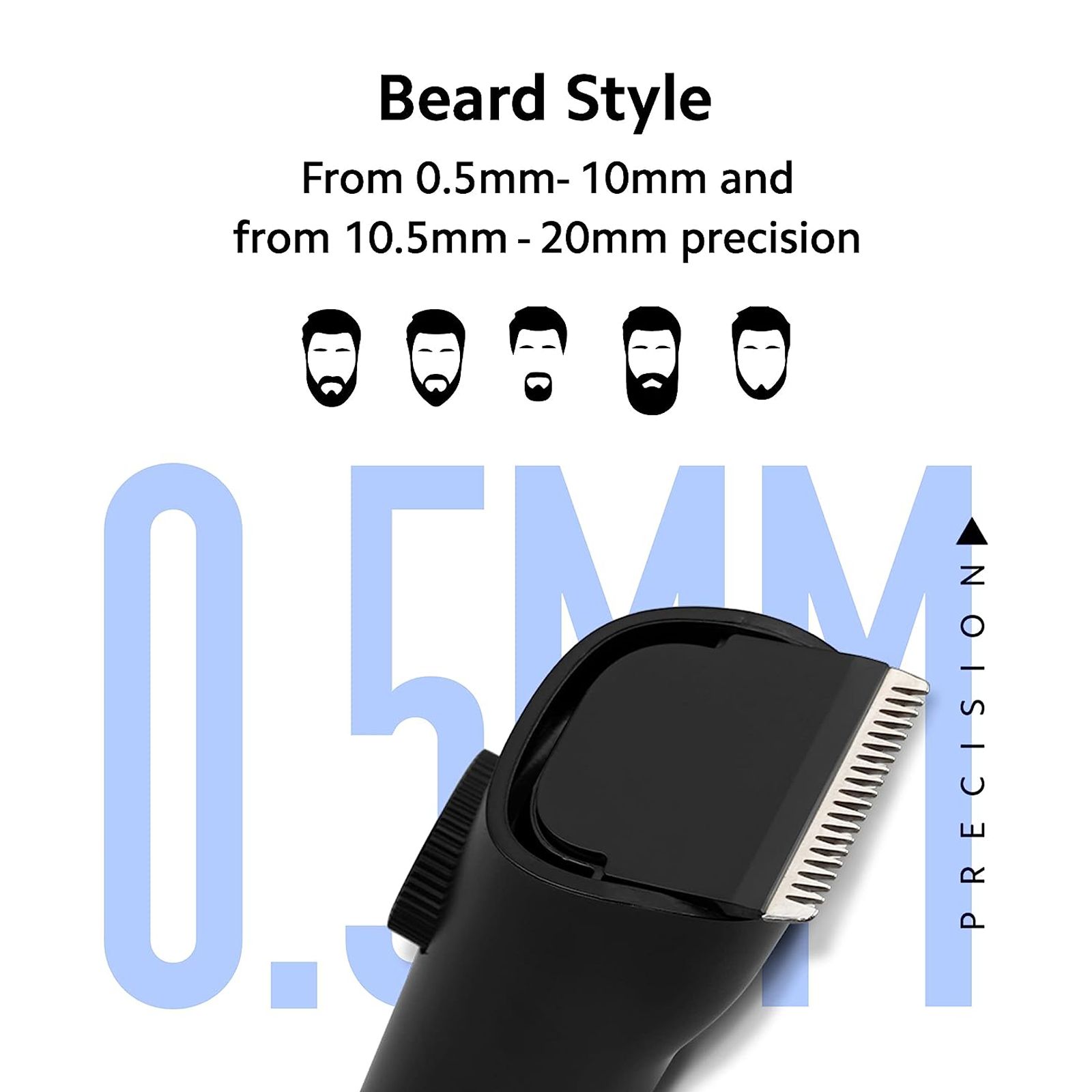 Xiaomi 2C Rechargeable Cordless Dry Trimmer for Beard & Moustache with 40 Length Settings for Men (90min Runtime, Quick & Versatile Charge, Black)_5