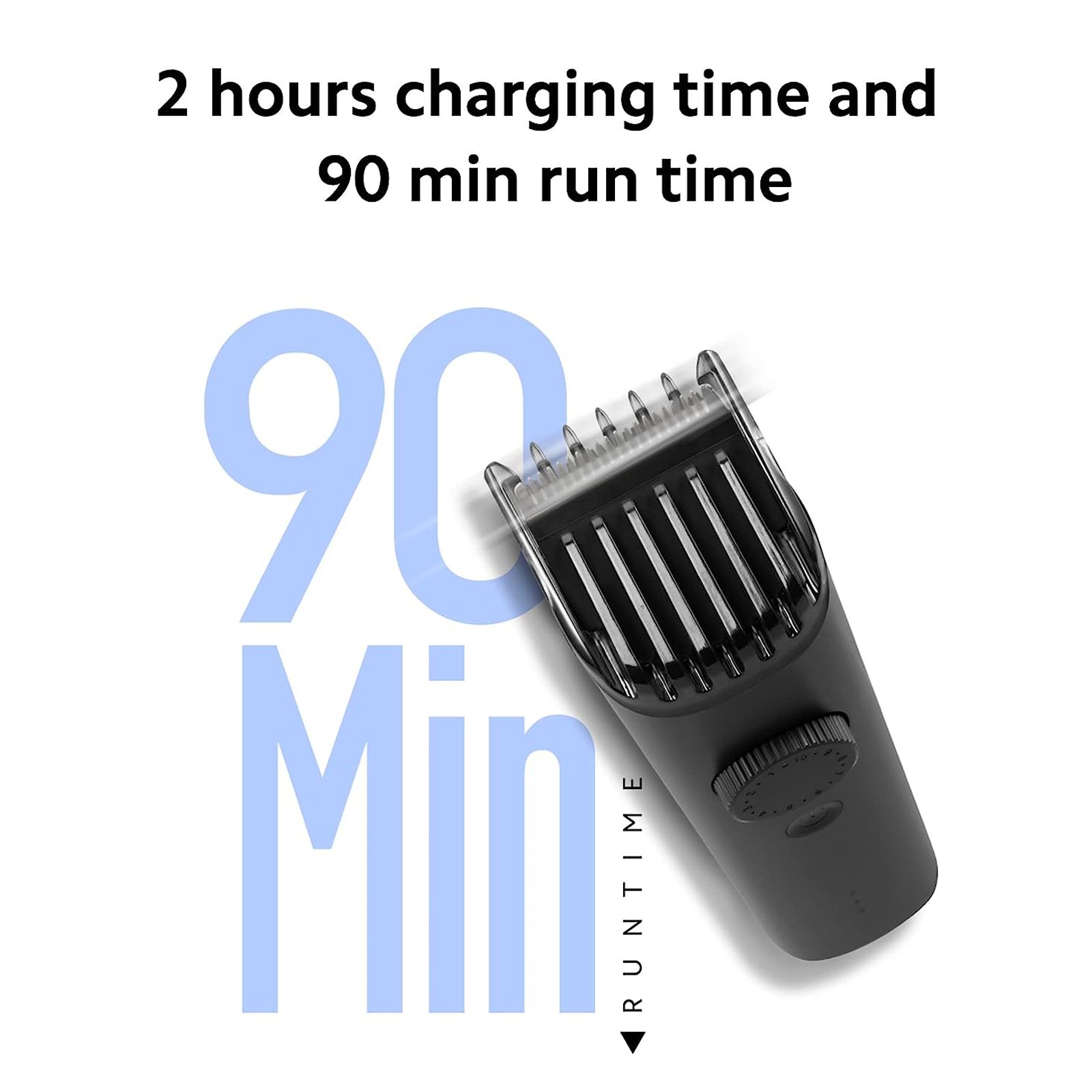 Xiaomi 2C Rechargeable Cordless Dry Trimmer for Beard & Moustache with 40 Length Settings for Men (90min Runtime, Quick & Versatile Charge, Black)_4
