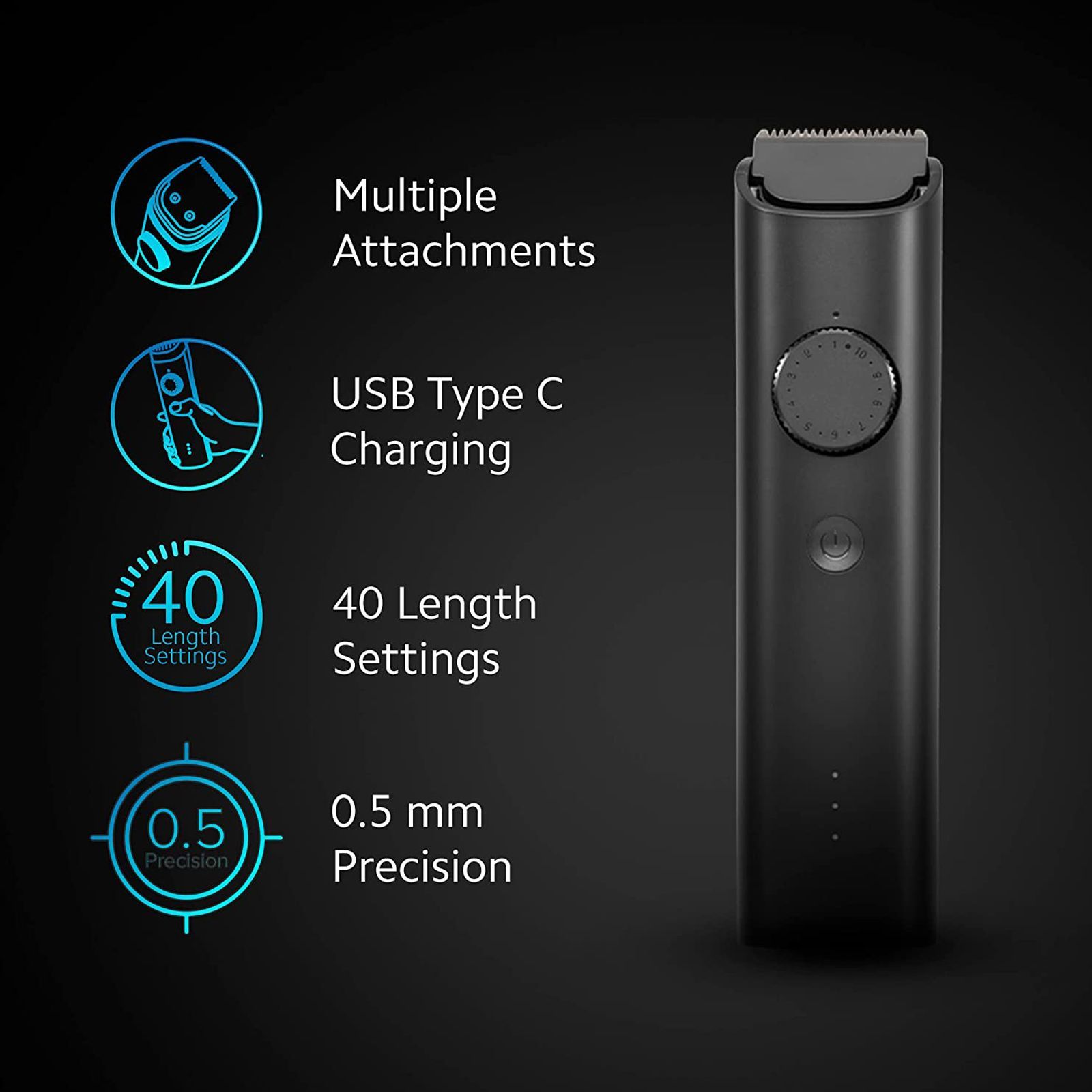 Xiaomi 6-in-1 Rechargeable Cordless Grooming Kit for Body, Nose, Beard & Moustache for Men (90min Runtime, LED Battery Indicator, Black)_7