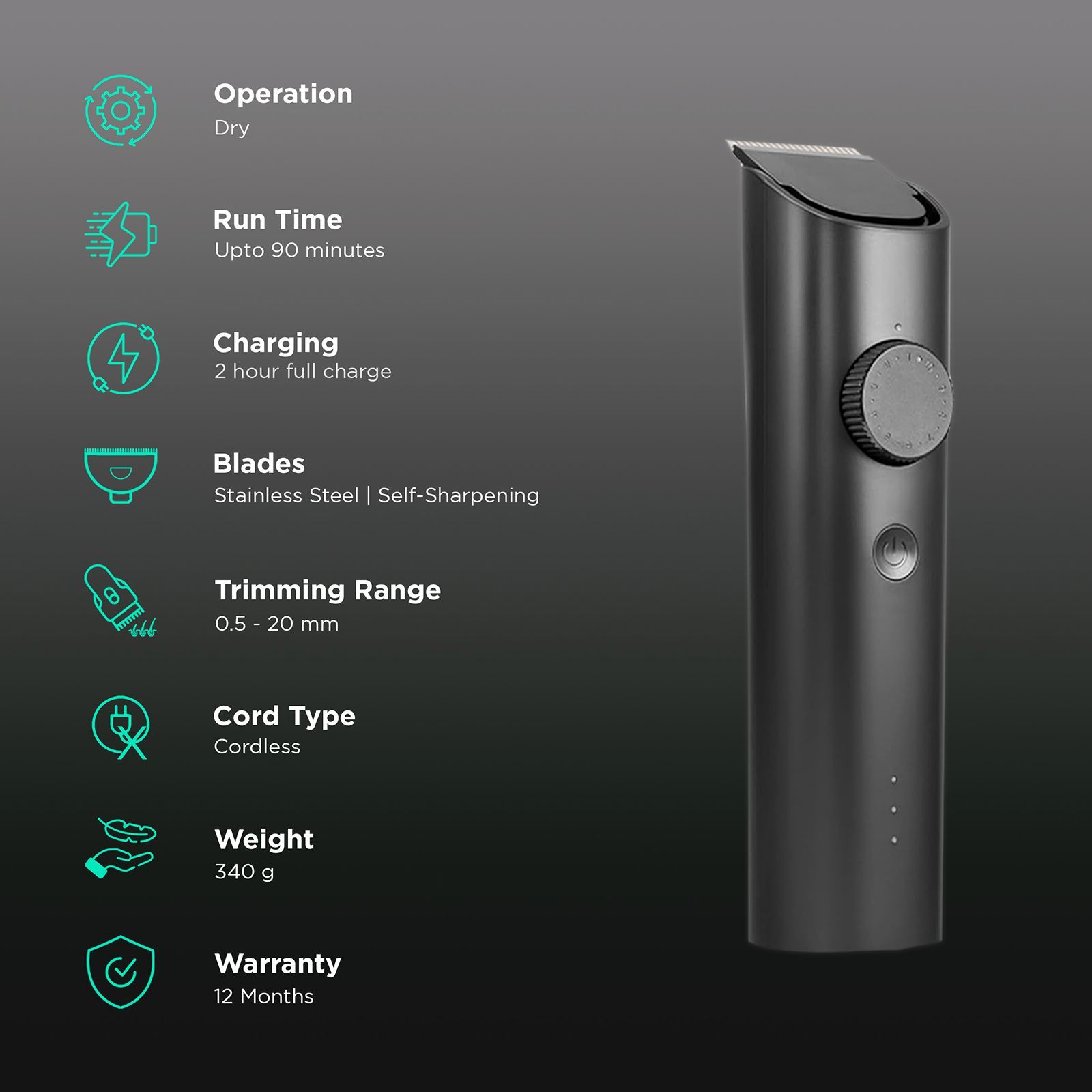 Xiaomi 6-in-1 Rechargeable Cordless Grooming Kit for Body, Nose, Beard & Moustache for Men (90min Runtime, LED Battery Indicator, Black)_2