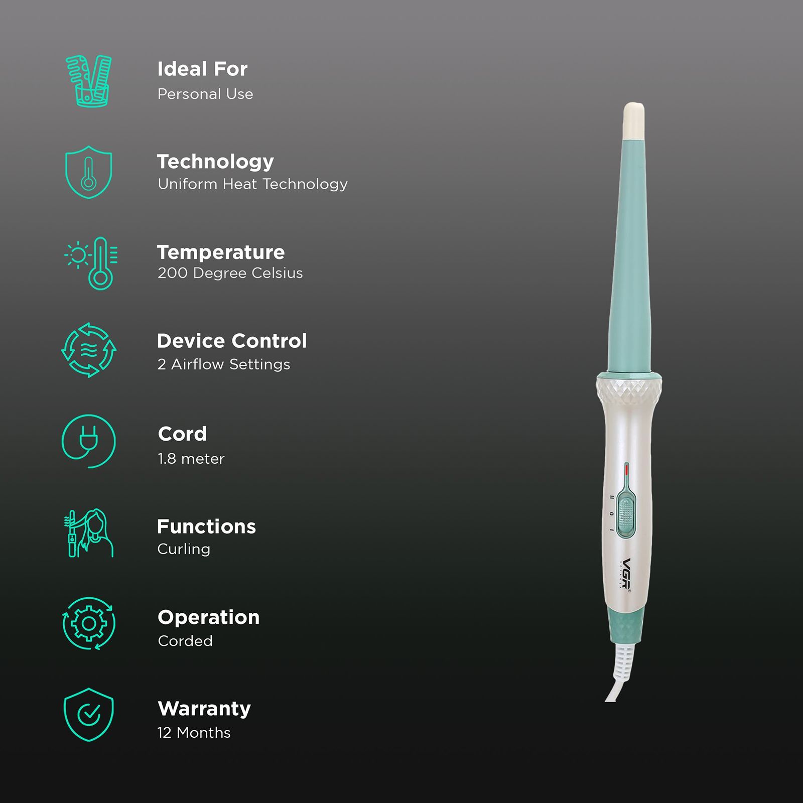 VGR Professional Hair Styler with Uniform Heat Technology (LED Indicator, Green)_3