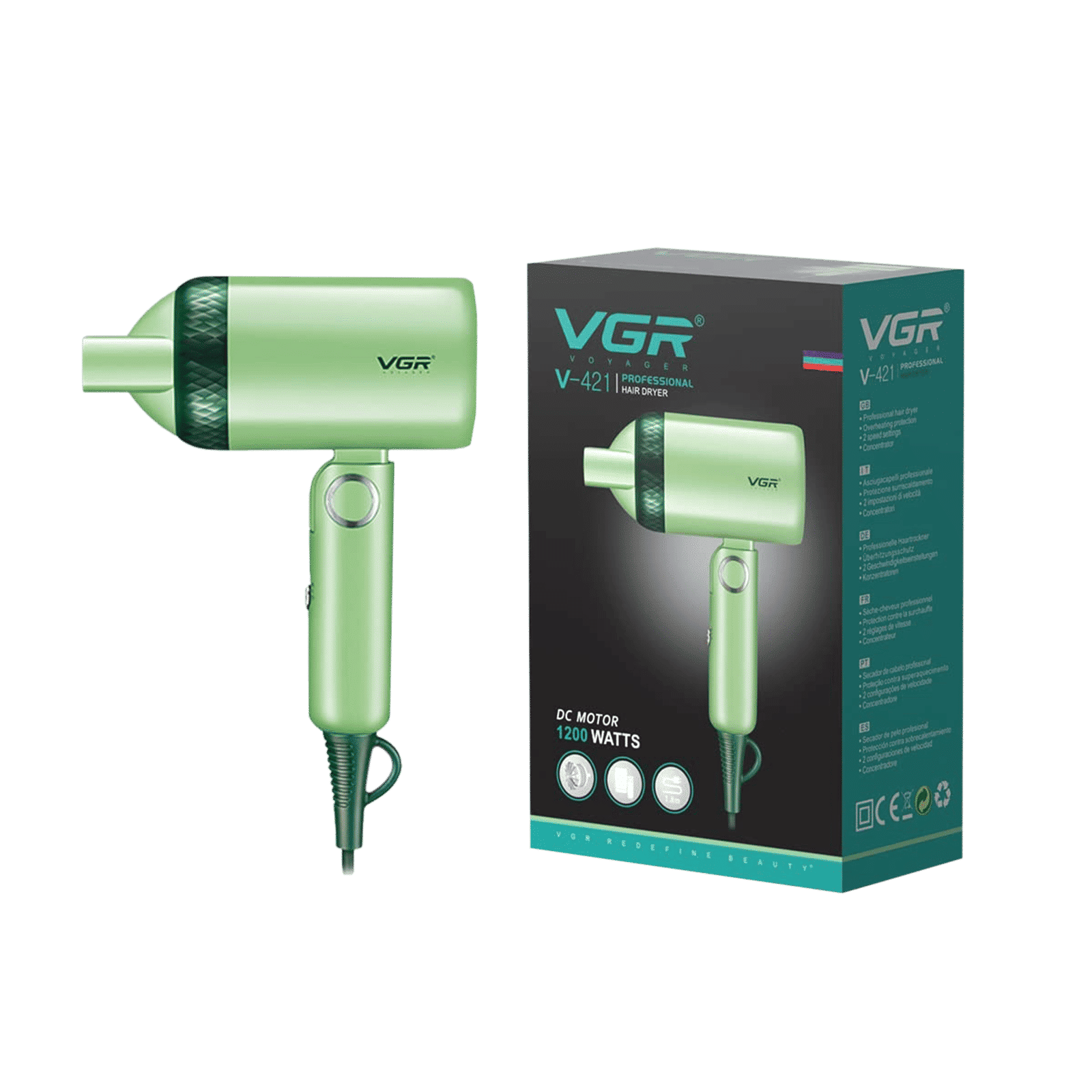 VGR Professional Hair Dryer (Negative Ionic Technology, Green)_9