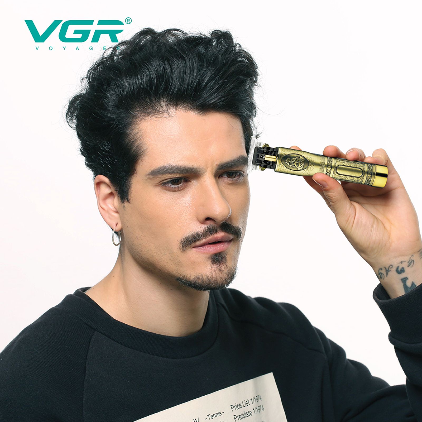 VGR V-081 Rechargeable Corded & Cordless Wet & Dry Trimmer for Hair Clipping, Beard, Moustache & Body Grooming with 3 Length Settings for Men (180min Runtime, Quick Charge, Gold)_3