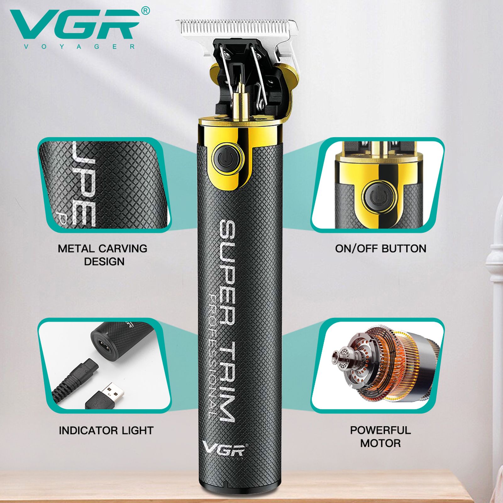 VGR V-082 Rechargeable Cordless Dry Trimmer for Hair Clipping, Beard, Moustache & Body Grooming with 3 Length Settings for Men (300min Runtime, Own Control Limit Length, Black)_9
