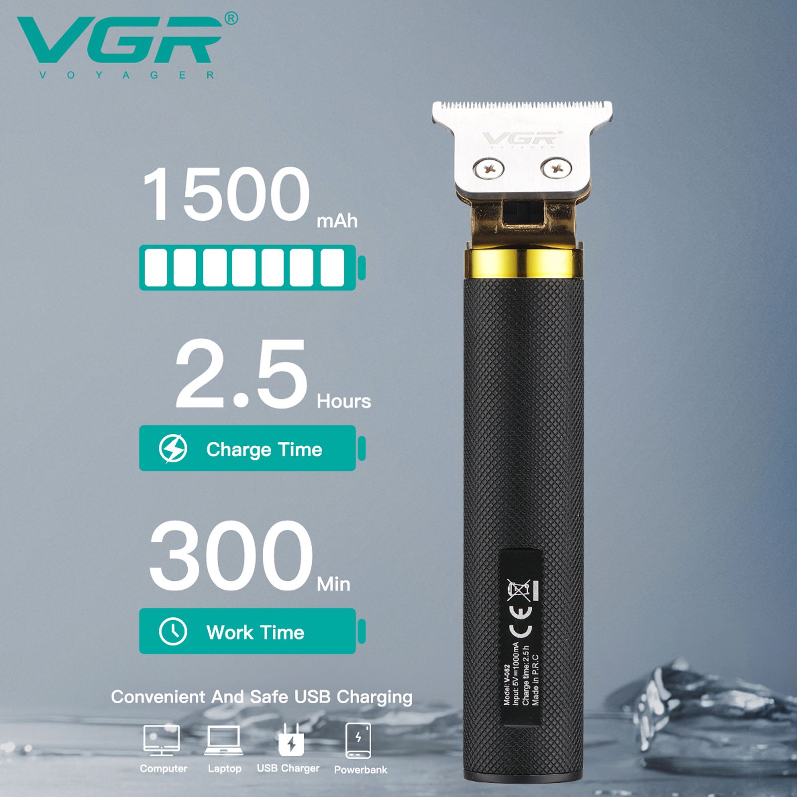 VGR V-082 Rechargeable Cordless Dry Trimmer for Hair Clipping, Beard, Moustache & Body Grooming with 3 Length Settings for Men (300min Runtime, Own Control Limit Length, Black)_10