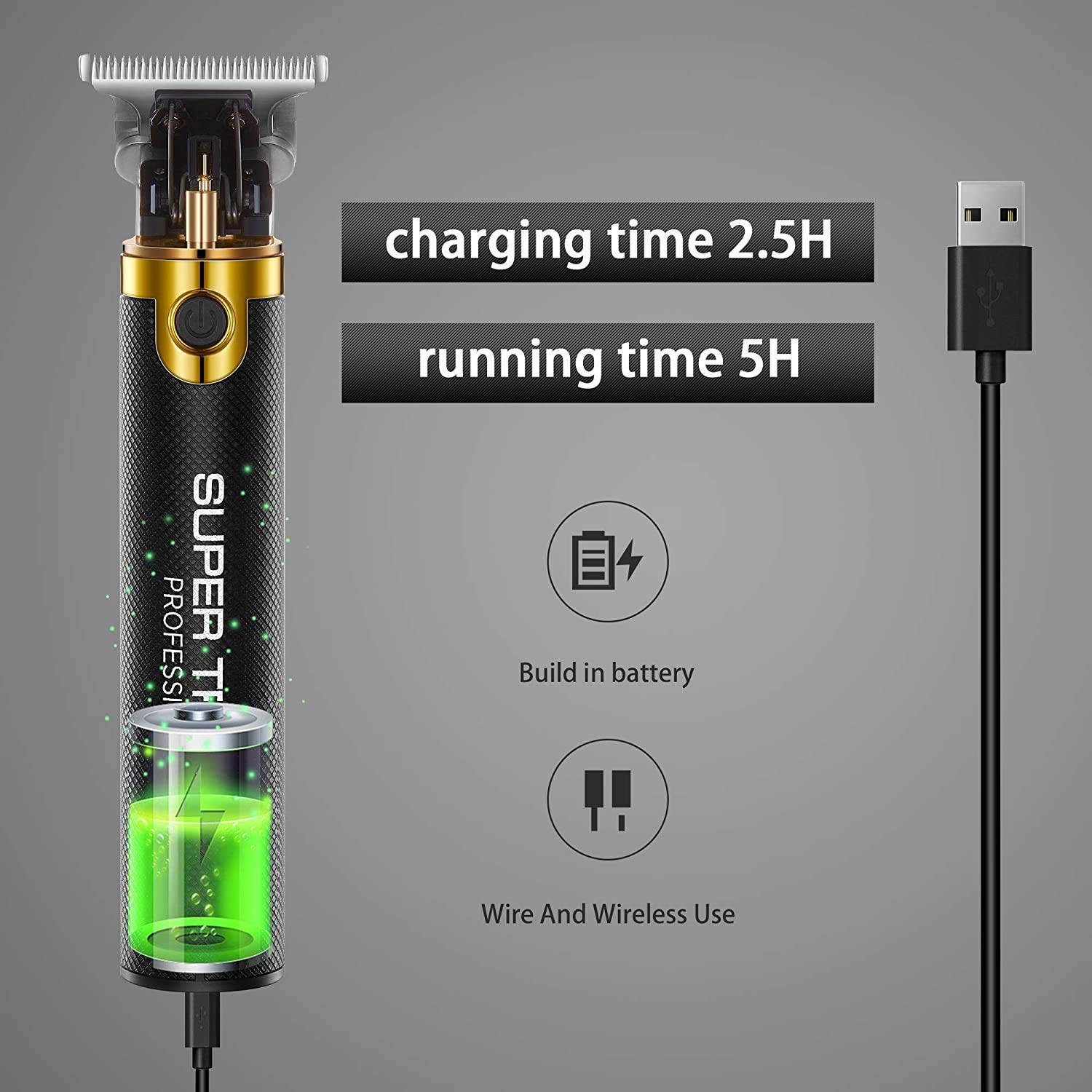 VGR V-082 Rechargeable Cordless Dry Trimmer for Hair Clipping, Beard, Moustache & Body Grooming with 3 Length Settings for Men (300min Runtime, Own Control Limit Length, Black)_12