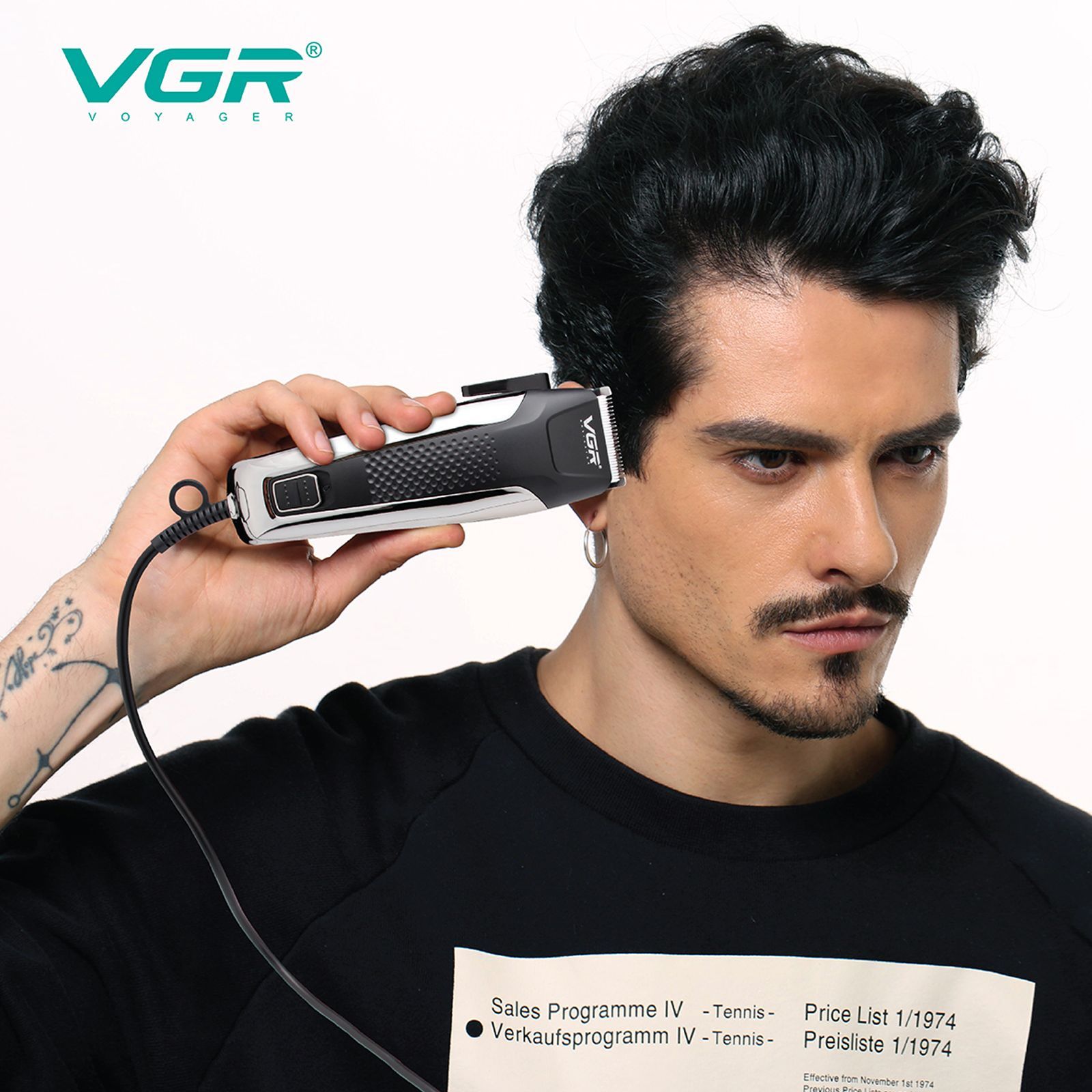 VGR V-120 Corded Wet & Dry Trimmer for Hair Clipping, Beard, Moustache & Body Grooming with 8 Length Settings for Men (Adjustable Taper Lever, Black)_3