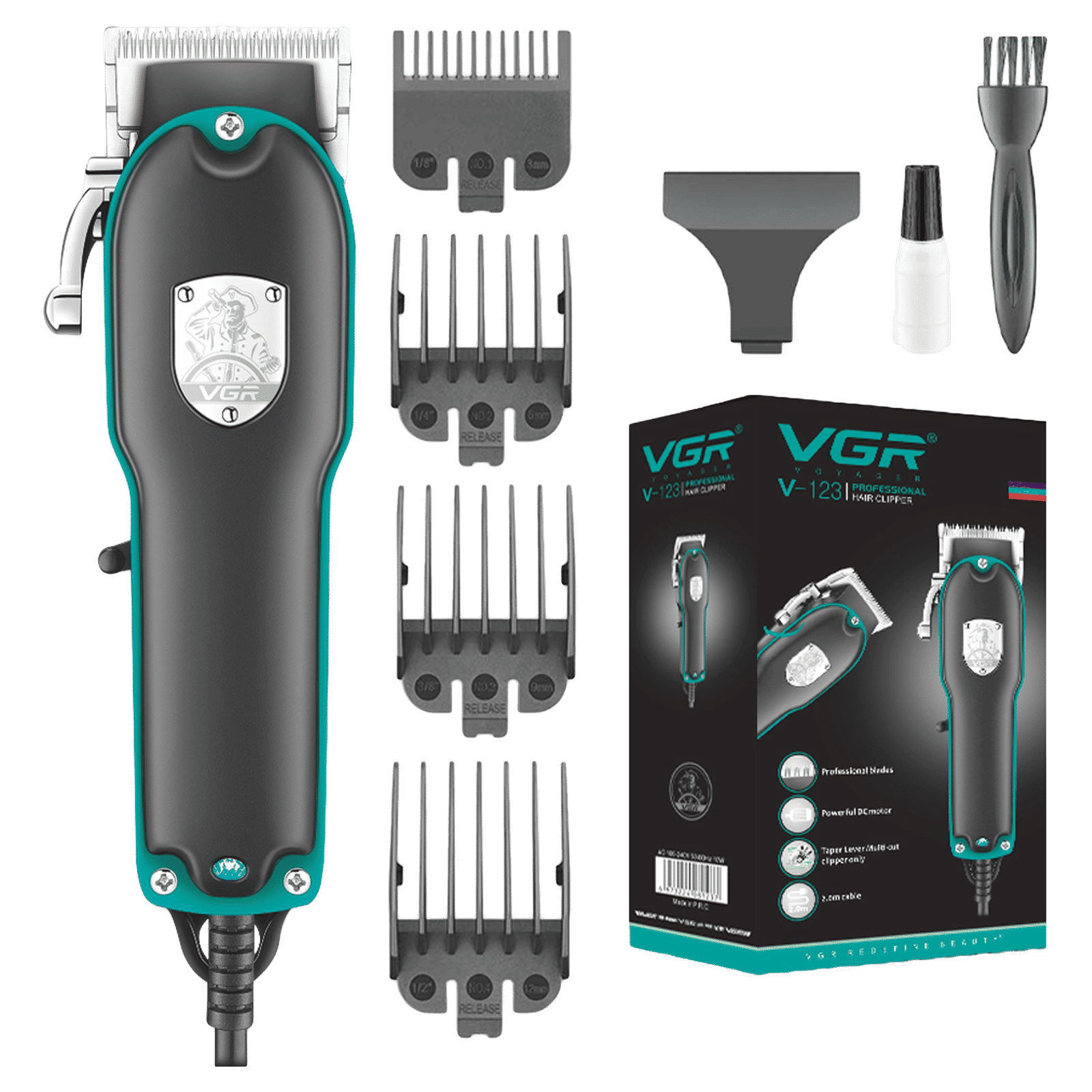 VGR V-123 Corded Wet & Dry Trimmer for Hair Clipping, Beard, Moustache & Body Grooming with 4 Length Settings for Men (Powerful Yet Quiet Clipper Motor, Black)_1