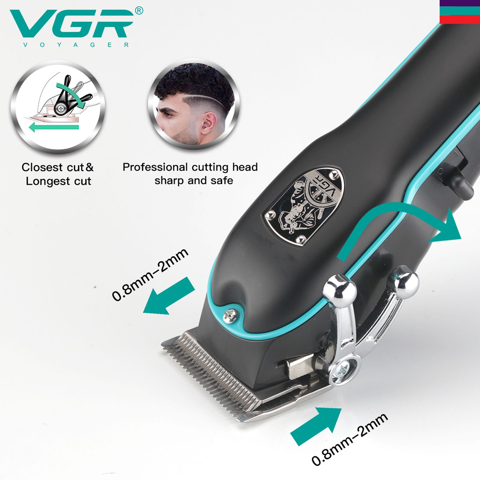 VGR V-123 Corded Wet & Dry Trimmer for Hair Clipping, Beard, Moustache & Body Grooming with 4 Length Settings for Men (Powerful Yet Quiet Clipper Motor, Black)_5