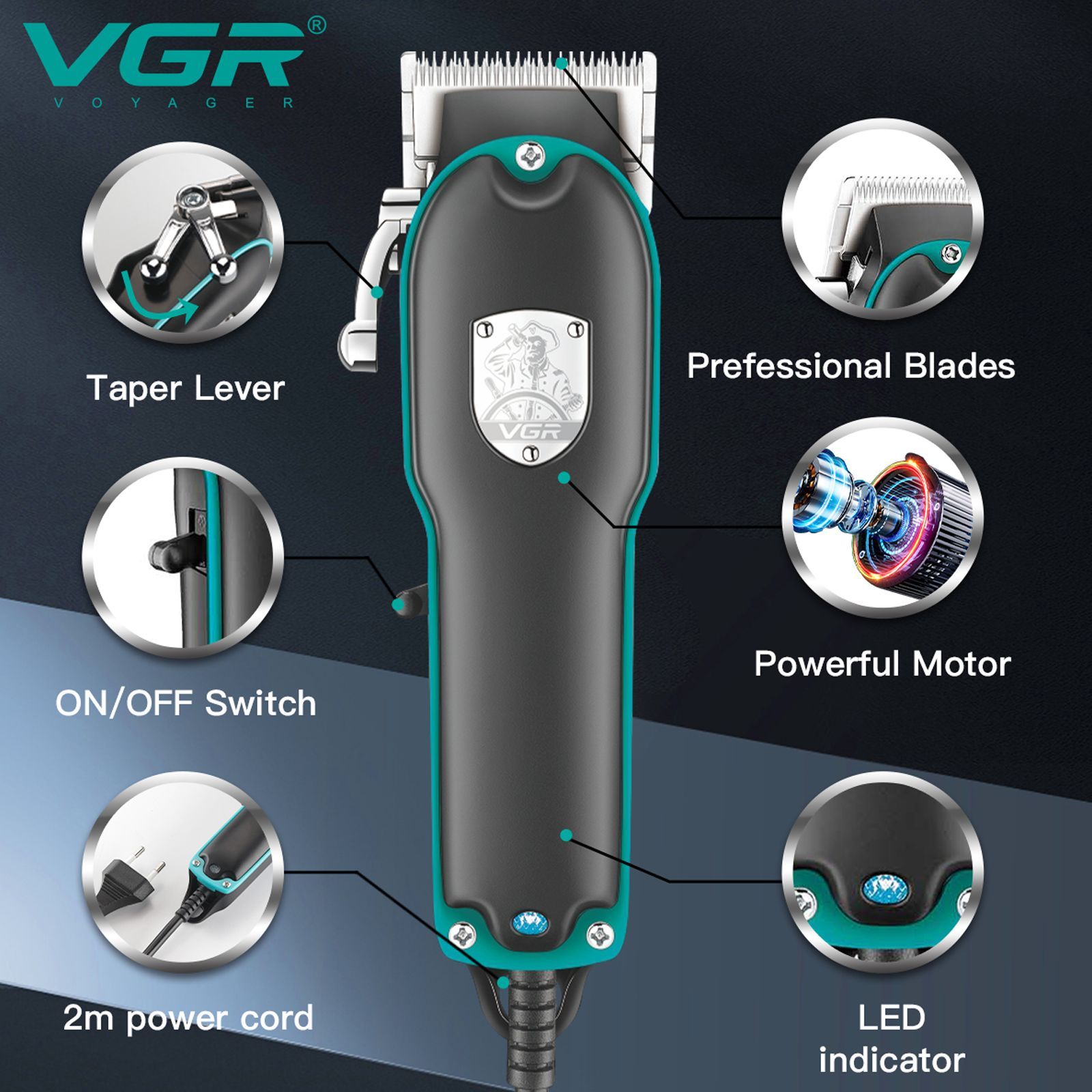 VGR V-123 Corded Wet & Dry Trimmer for Hair Clipping, Beard, Moustache & Body Grooming with 4 Length Settings for Men (Powerful Yet Quiet Clipper Motor, Black)_7