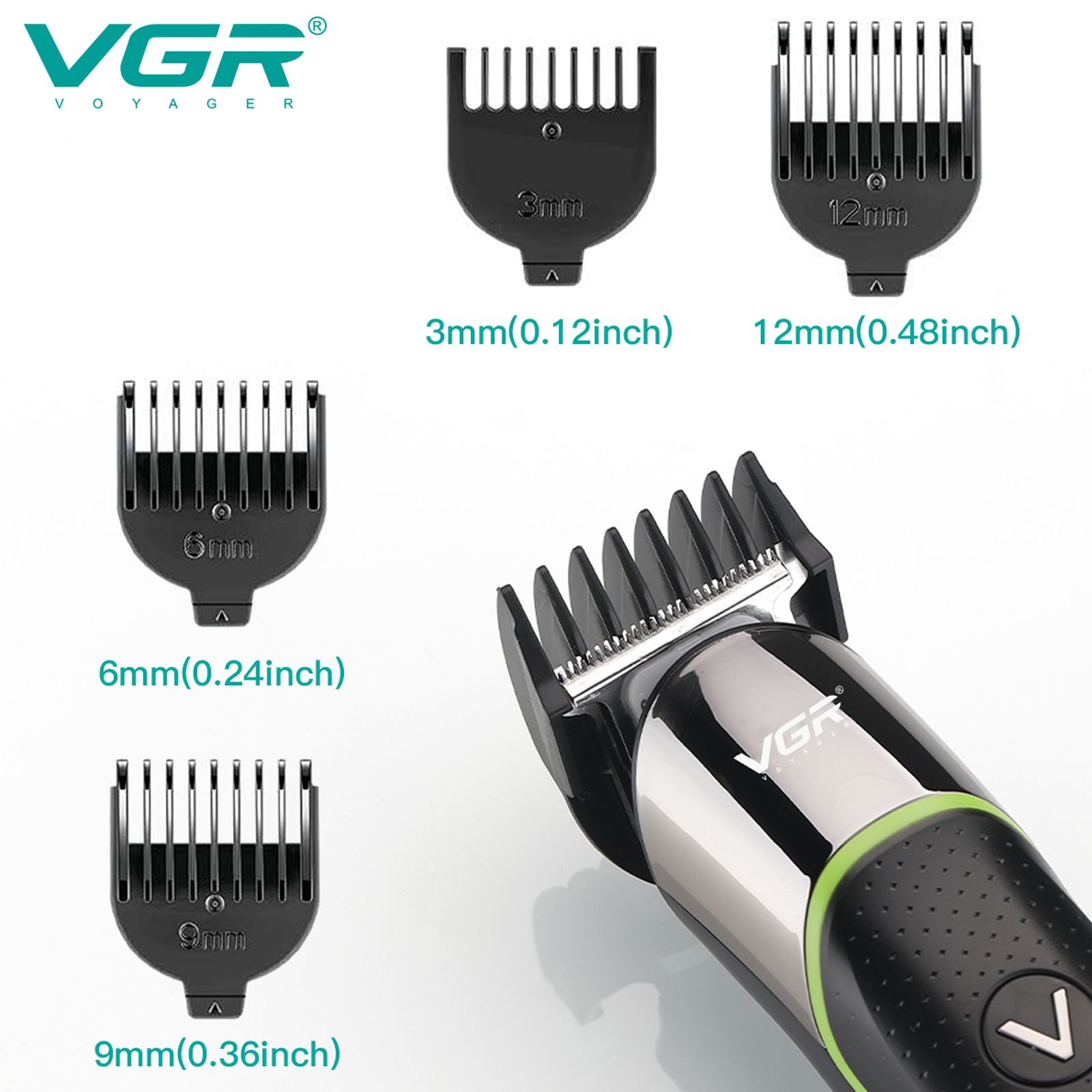 VGR V-191 Rechargeable Corded & Cordless Dry Trimmer for Hair Clipping, Beard, Moustache & Body Grooming with 4 Length Settings for Men (100min Runtime, LED Indicator, Black)_7
