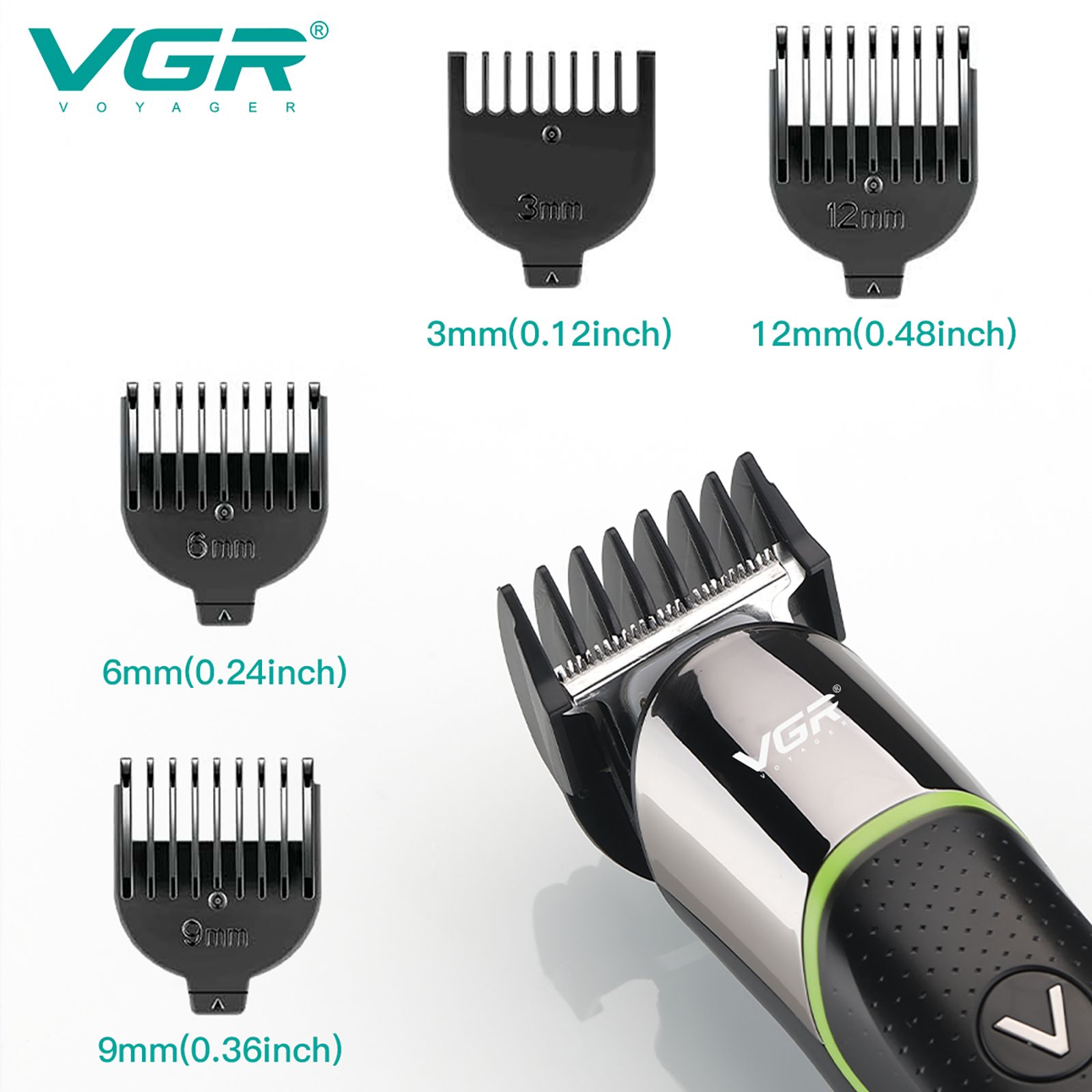 VGR V-191 Rechargeable Corded & Cordless Dry Trimmer for Hair Clipping, Beard, Moustache & Body Grooming with 4 Length Settings for Men (100min Runtime, LED Indicator, Black)_8