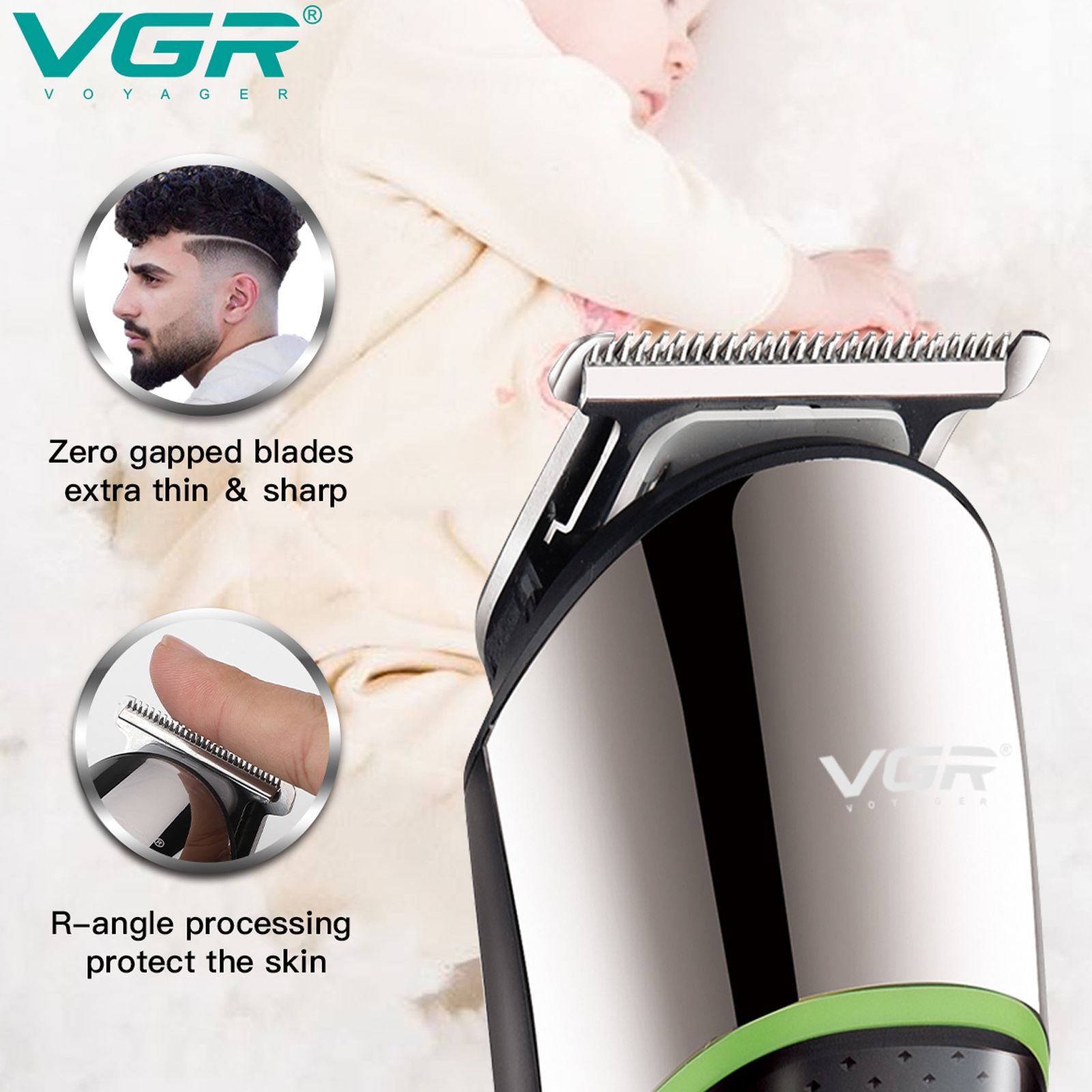 VGR V-191 Rechargeable Corded & Cordless Dry Trimmer for Hair Clipping, Beard, Moustache & Body Grooming with 4 Length Settings for Men (100min Runtime, LED Indicator, Black)_5