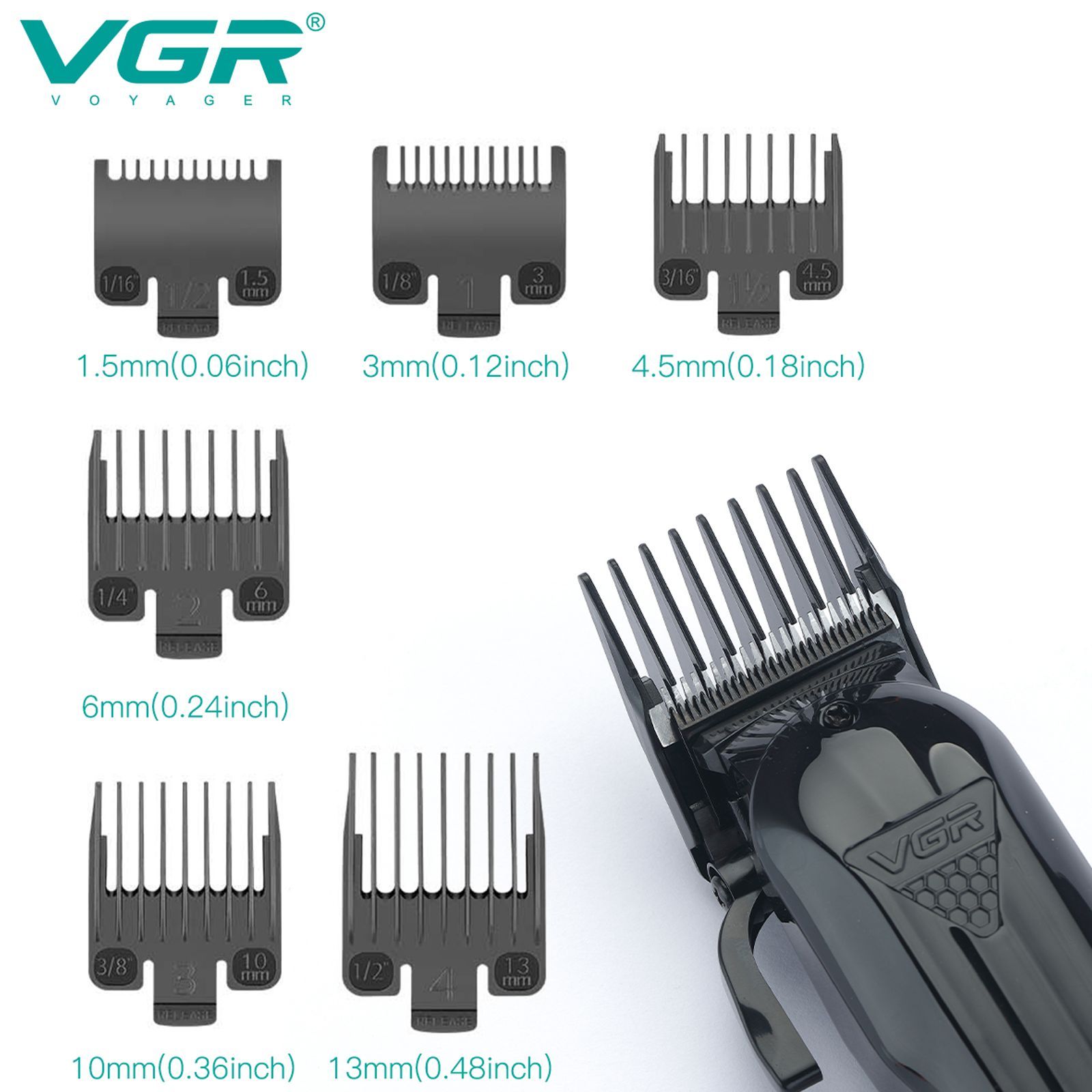 VGR V-282 Rechargeable Corded & Cordless Wet & Dry Trimmer for Hair Clipping, Beard, Moustache & Body Grooming with 6 Length Settings for Men (200min Runtime, LED Digital Display, Black)_4
