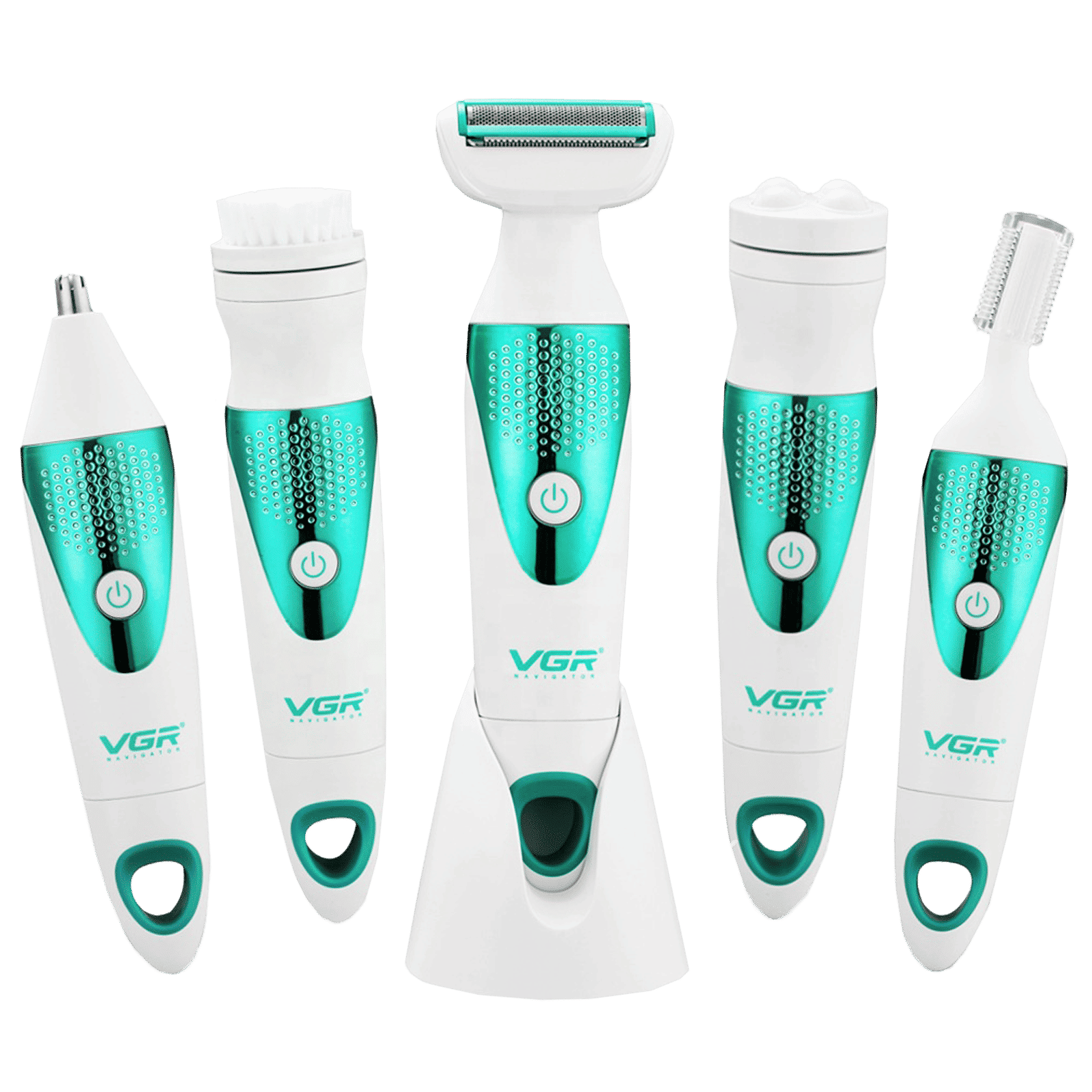 VGR V-720 5-in-1 Rechargeable Cordless Grooming Kit for Face, Legs, Underarms, Intimate Areas, Ear, Nose & Eyebrow for Women (Waterproof Head, Green)_7