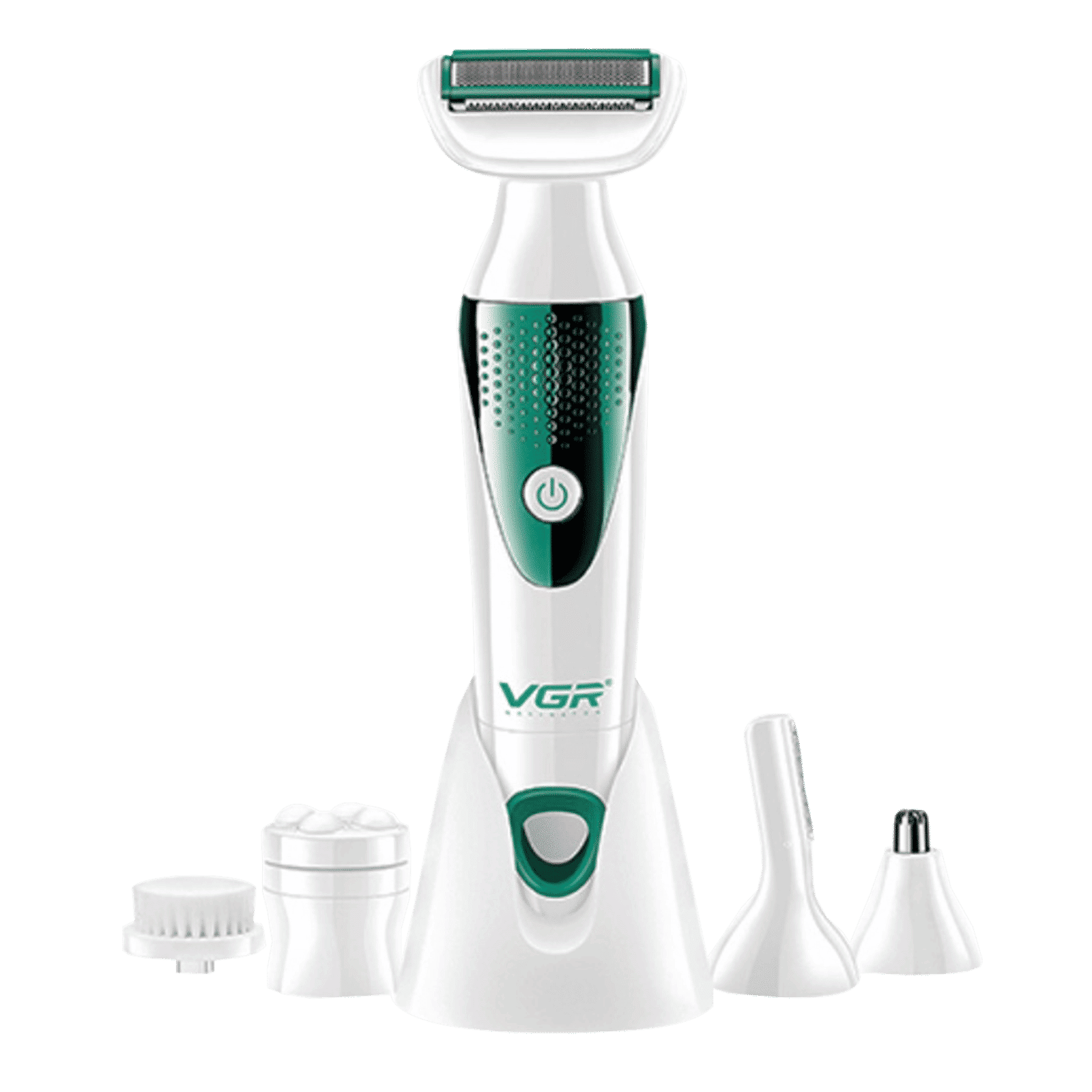 VGR V-720 5-in-1 Rechargeable Cordless Grooming Kit for Face, Legs, Underarms, Intimate Areas, Ear, Nose & Eyebrow for Women (Waterproof Head, Green)_9