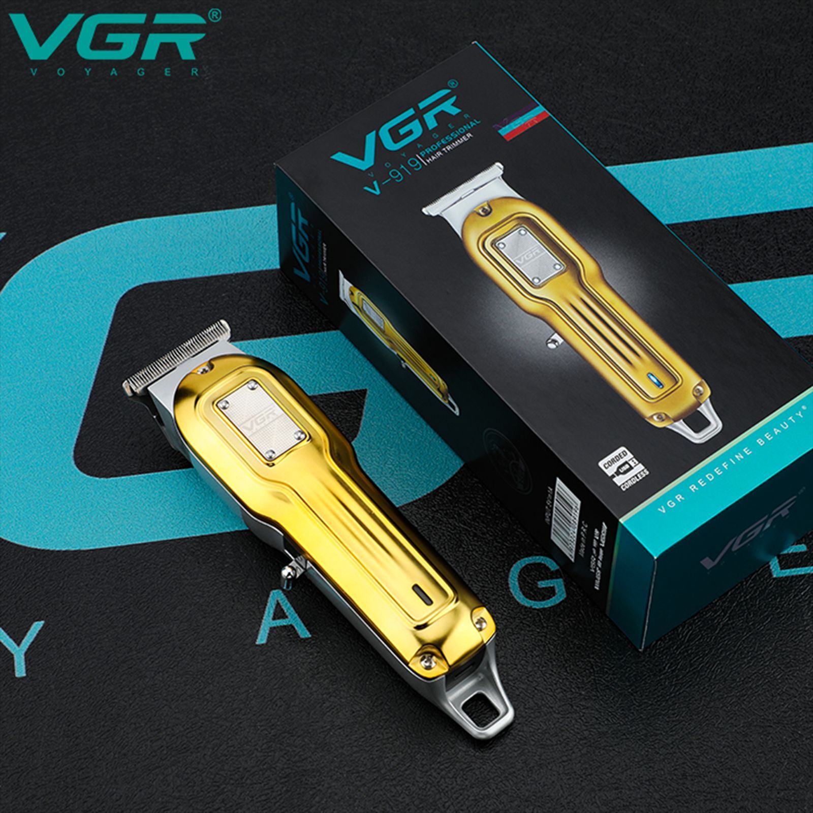 VGR V-919 Rechargeable Cordless Wet & Dry Trimmer for Hair Clipping, Beard, Moustache, Body Grooming & Intimate Areas with 3 Length Settings for Men (100min Runtime, Indicator Light, Gold)_9