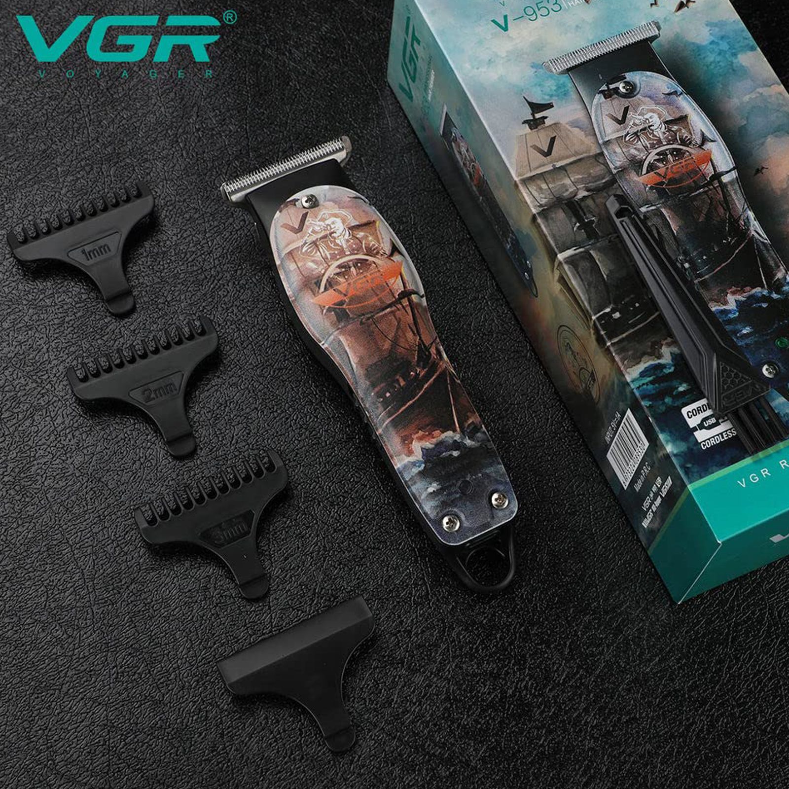 VGR V-953 Rechargeable Cordless Wet & Dry Trimmer for Hair Clipping, Beard, Moustache, Body Grooming & Intimate Areas with 3 Length Settings for Men (120min Runtime, LED Indicator, Multicolor)_4