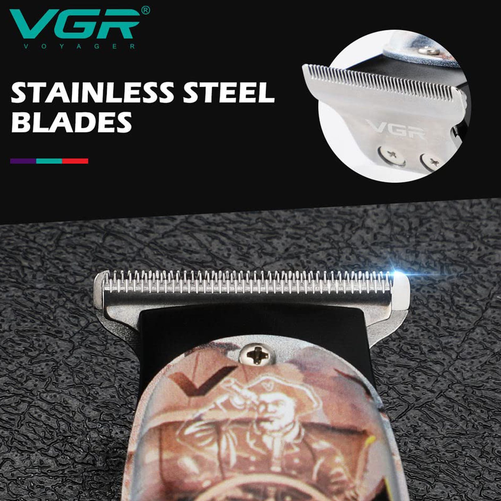 VGR V-953 Rechargeable Cordless Wet & Dry Trimmer for Hair Clipping, Beard, Moustache, Body Grooming & Intimate Areas with 3 Length Settings for Men (120min Runtime, LED Indicator, Multicolor)_5