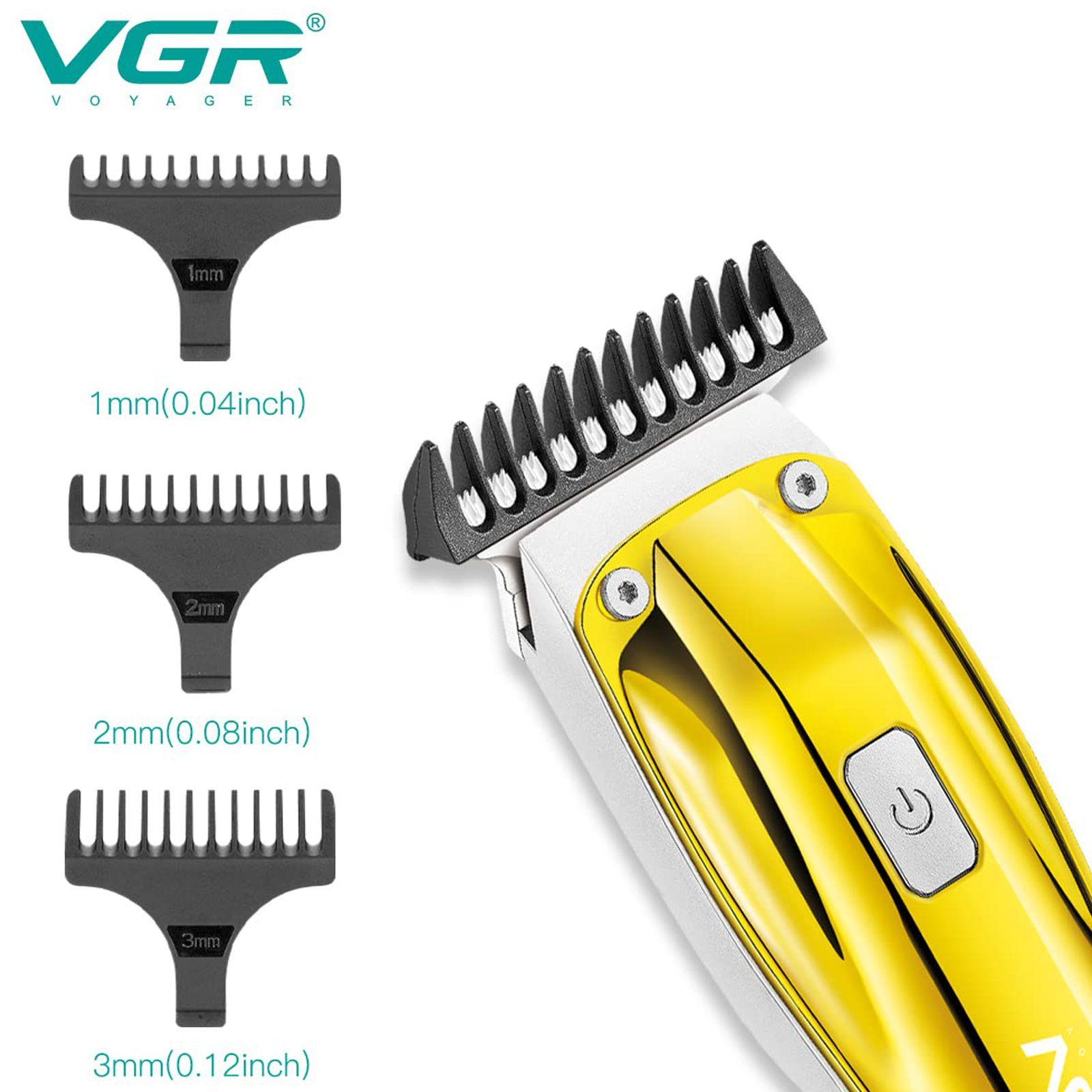 VGR V-955 Rechargeable Corded & Cordless Wet & Dry Trimmer for Hair Clipping, Beard, Moustache & Body Grooming with 3 Length Settings for Men (100min Runtime, LED Indicator, Gold)_5