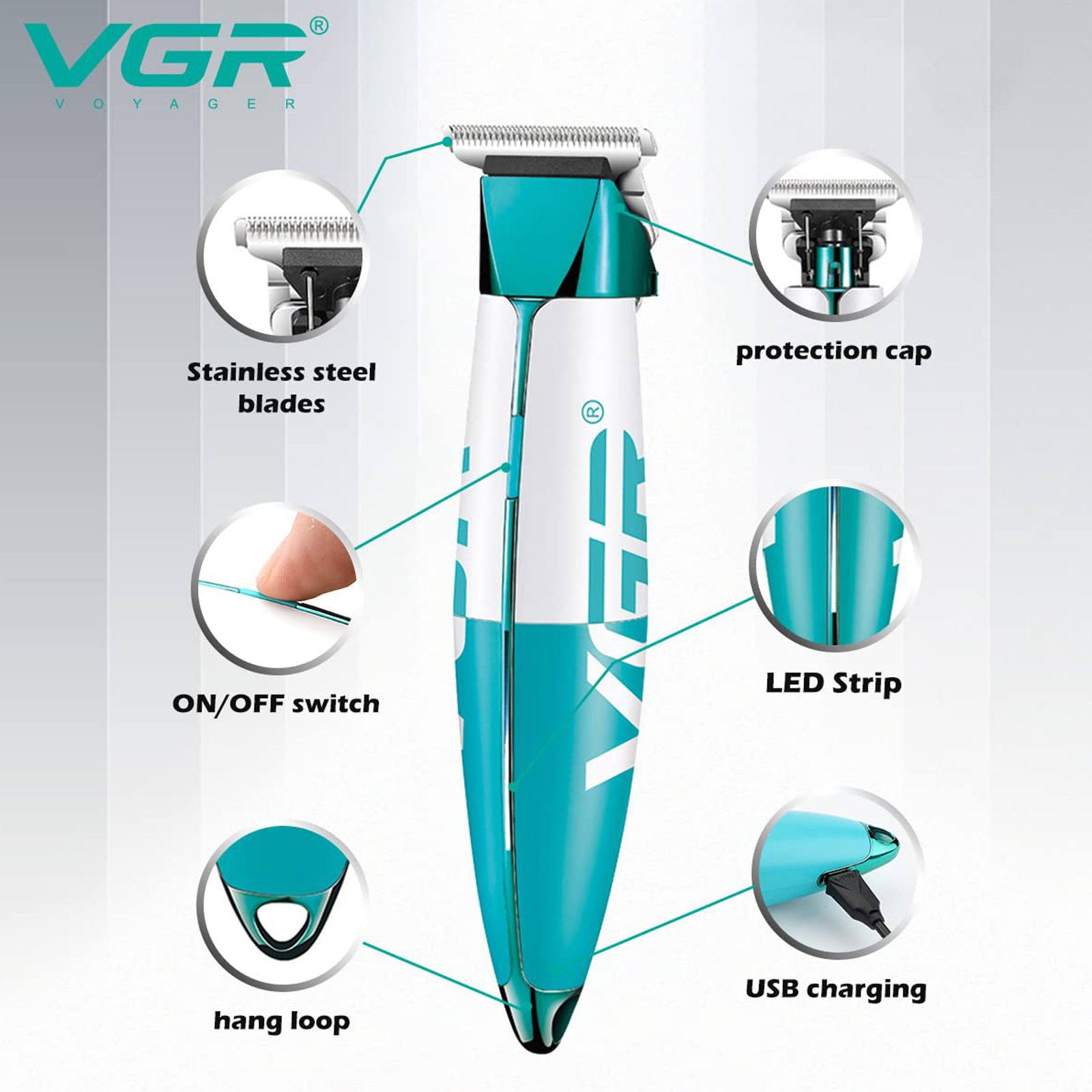 VGR V-958 Rechargeable Corded & Cordless Wet & Dry Trimmer for Hair Clipping, Beard, Moustache, Body Grooming & Intimate Areas with 5 Length Settings for Men (180min Runtime, LED Indicator, Blue) VGR V-958 Rechargeable Corded & Cordless Wet & Dry Trimmer for Hair Clipping, Beard, Moustache, Body Grooming & Intimate Areas with 5 Length Settings for Men (180min Runtime, LED Indicator, Blue)_7