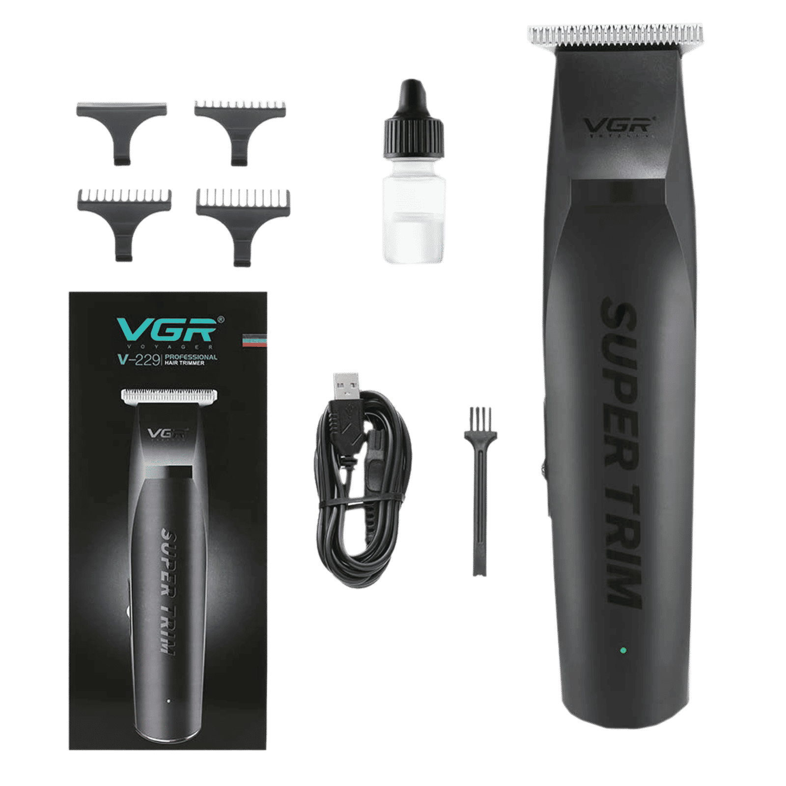 VGR V-229 Rechargeable Corded & Cordless Wet & Dry Trimmer for Hair Clipping, Beard, Moustache & Body Grooming with 3 Length Settings for Men (120min Runtime, Indicator Light, Black)_6